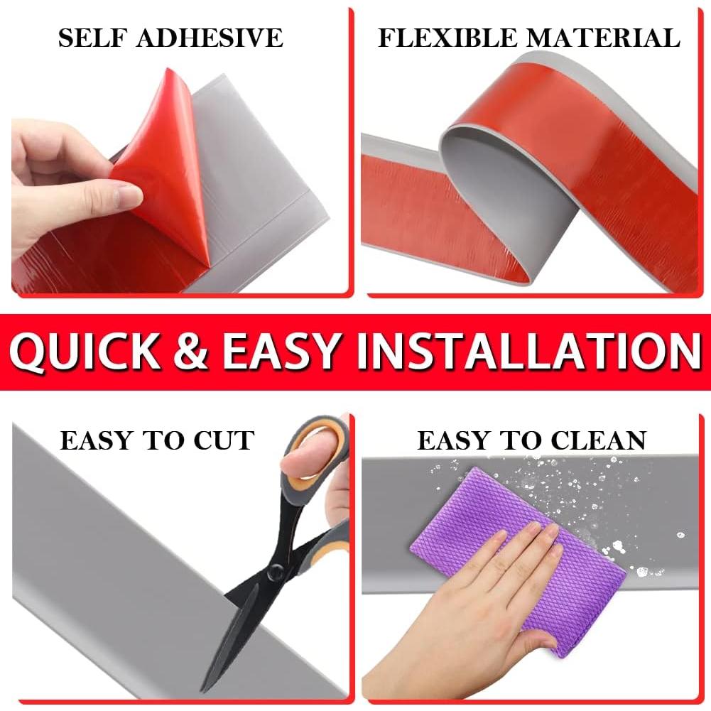 Base de Pared Autoadhesiva FONUNO 4" x 6.1 m Gris Flexible