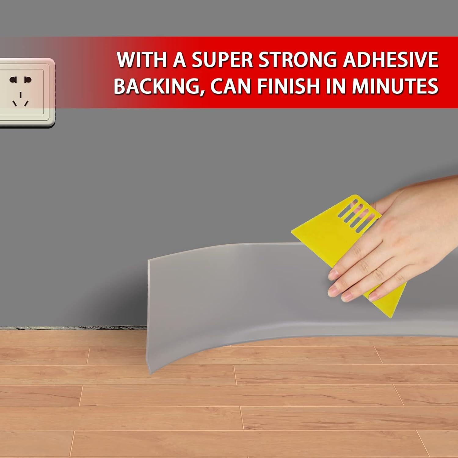 Base de Pared Autoadhesiva FONUNO 4" x 6.1 m Gris Flexible