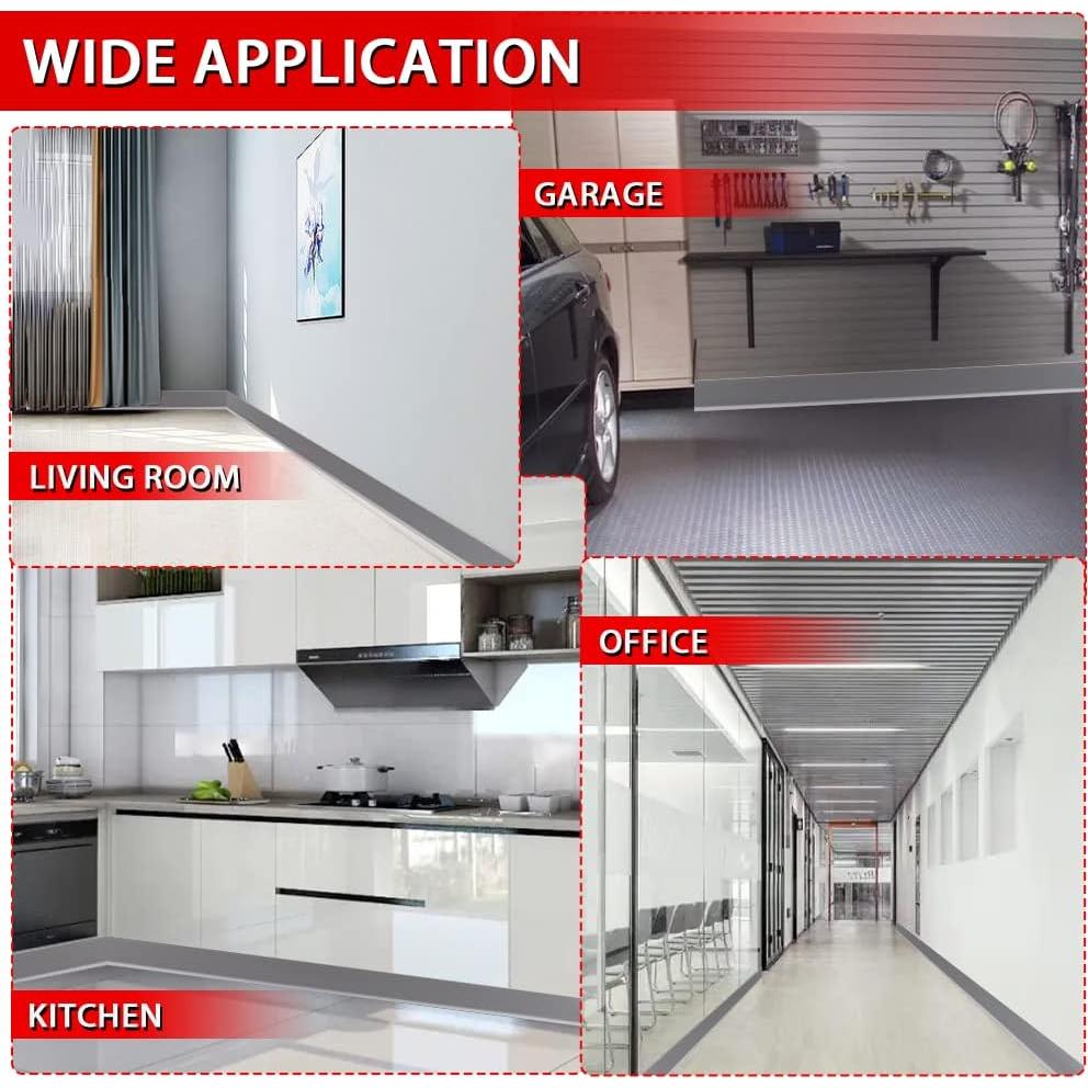 Base de Pared Autoadhesiva FONUNO 4" x 6.1 m Gris Flexible