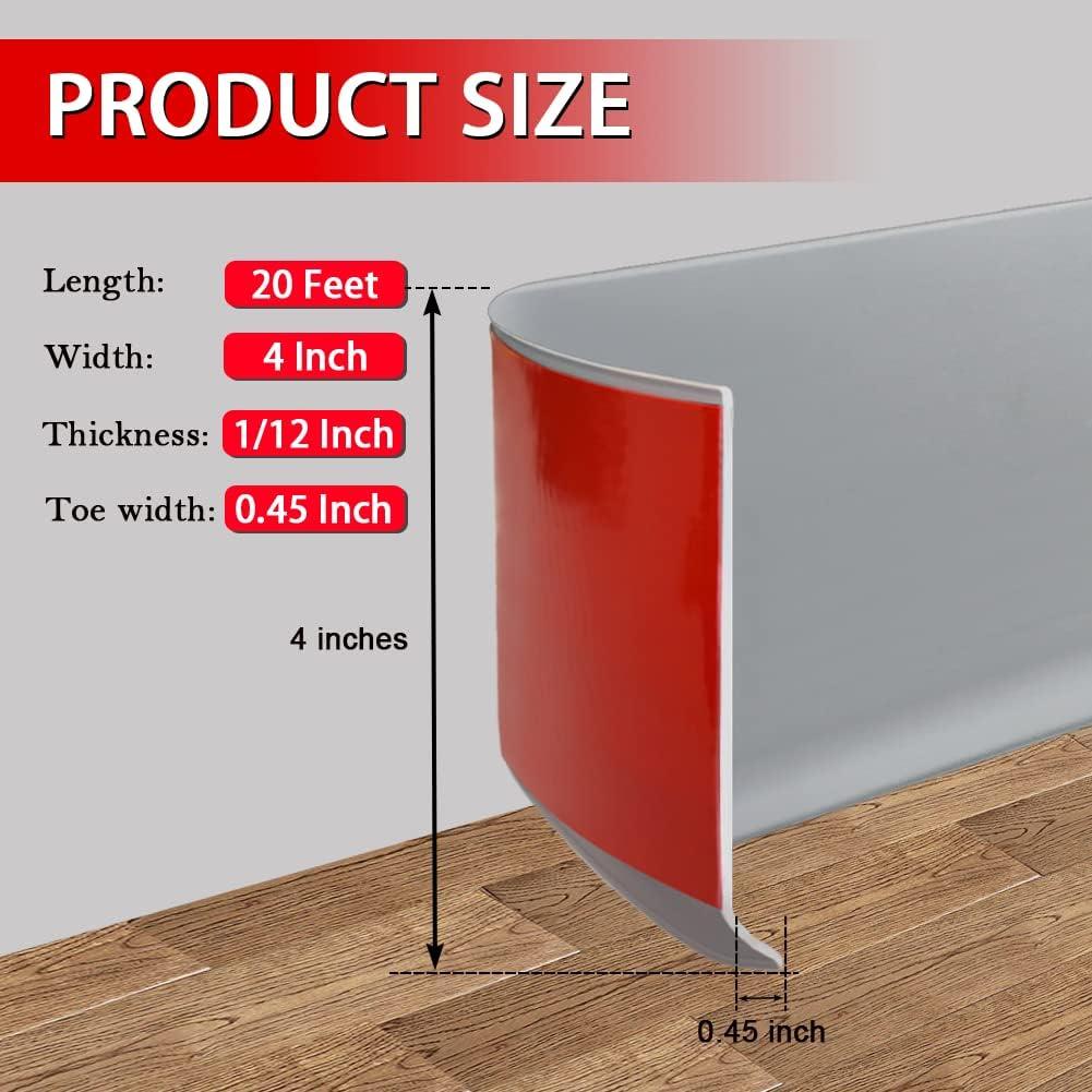 Base de Pared Autoadhesiva FONUNO 4" x 6.1 m Gris Flexible