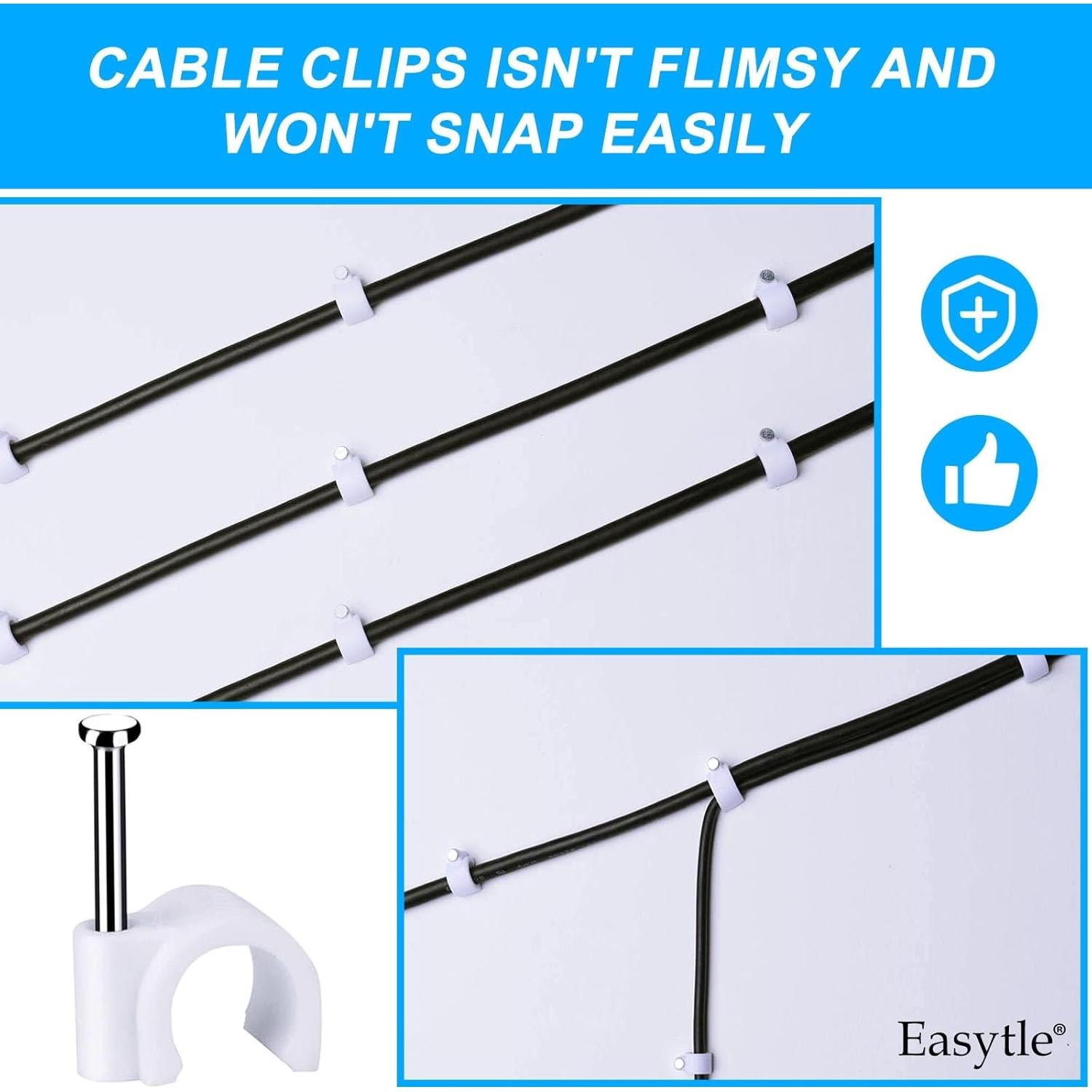 Clips para Cables Easytle 200 Piezas 4-10 mm Blanco