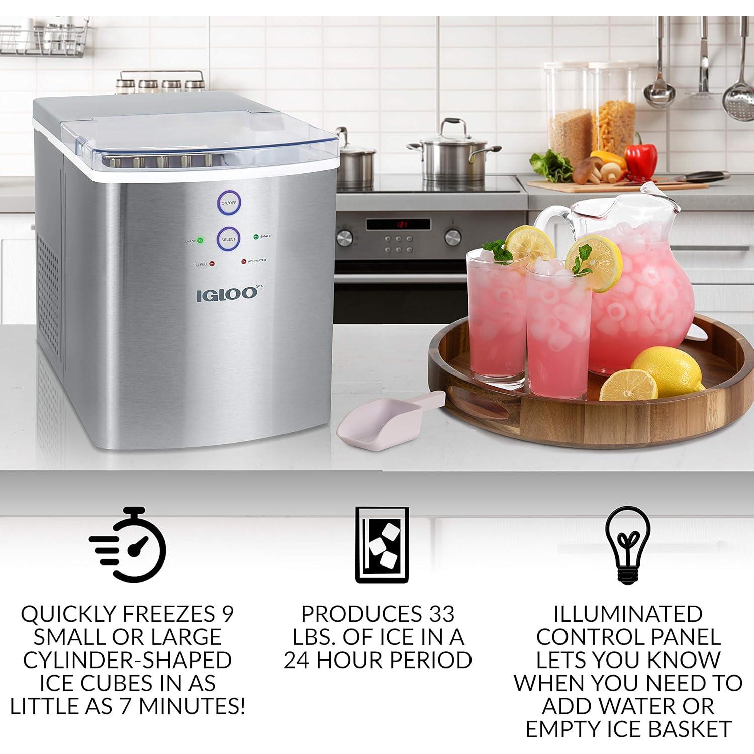 Máquina de Hielo Igloo IGLICEB33SS - 14,97 kg/día - Acero Inoxidable