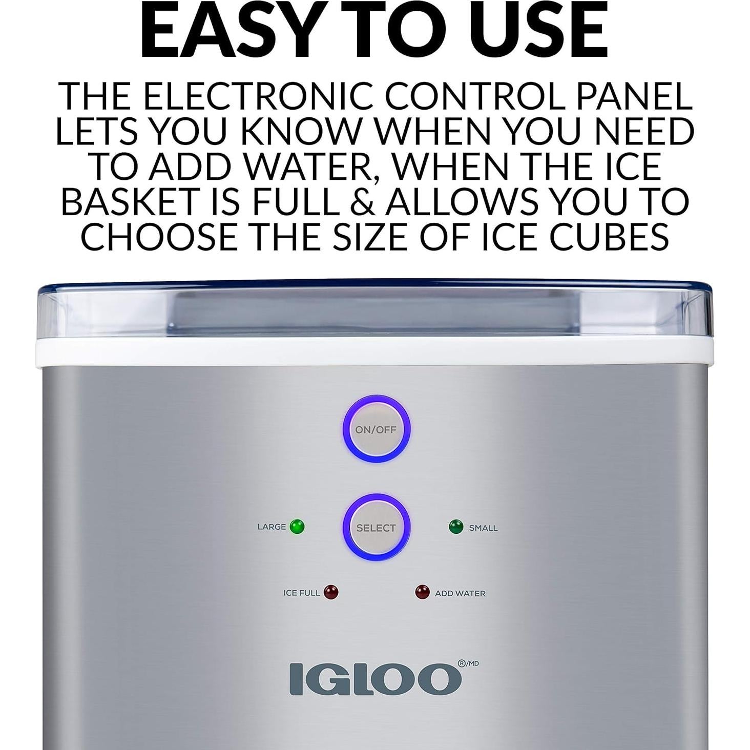 Máquina de Hielo Igloo IGLICEB33SS - 14,97 kg/día - Acero Inoxidable