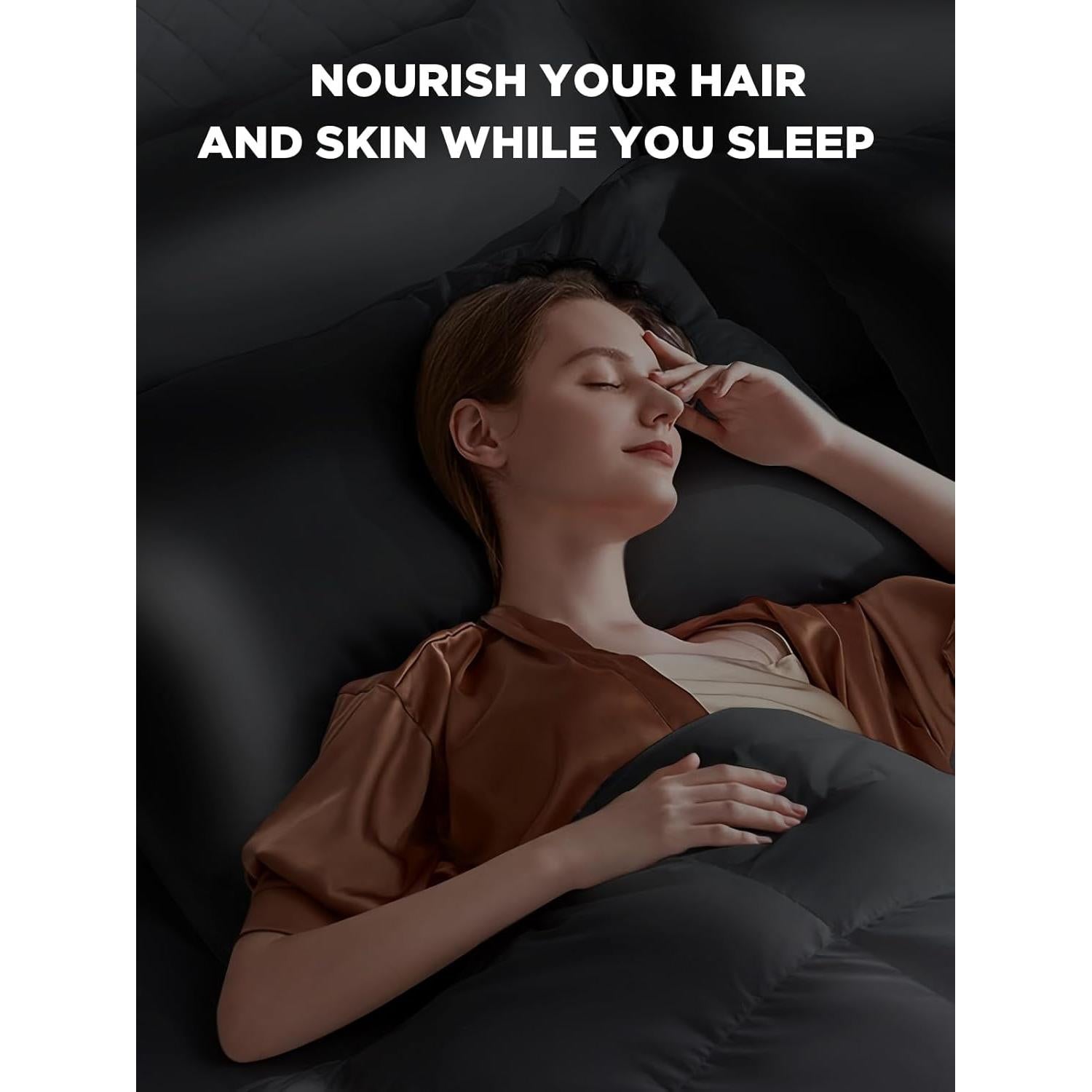 Funda de Almohada de Seda SGMSILK 22 Momme 20x66 cm Negra