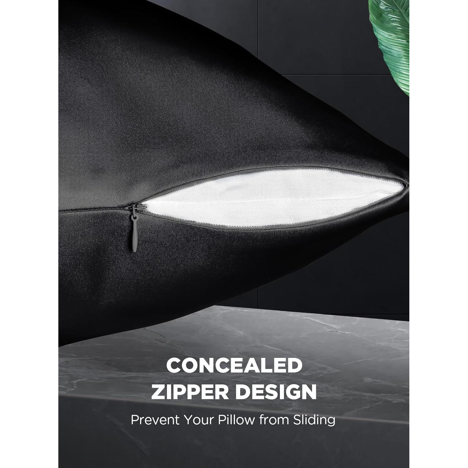 Funda de Almohada de Seda SGMSILK 22 Momme 20x66 cm Negra