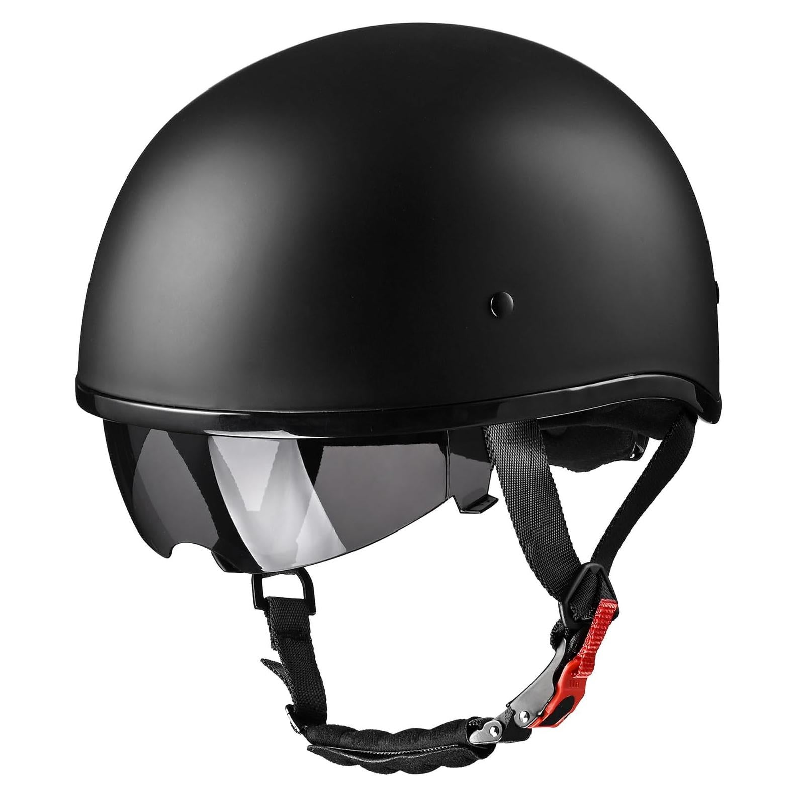 Casco AHR Half Negro Mate con Visera Solar para Motocicleta