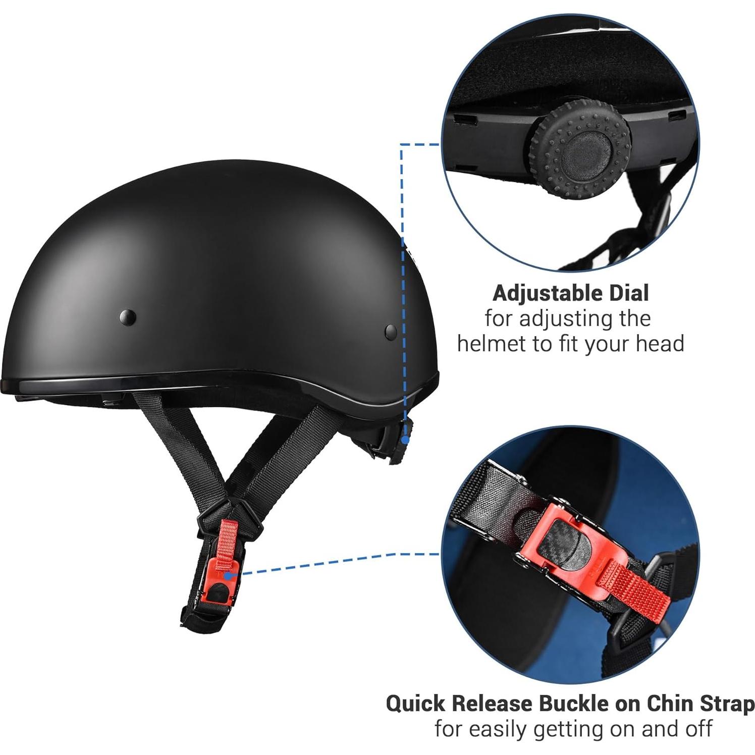 Casco AHR Half Negro Mate con Visera Solar para Motocicleta