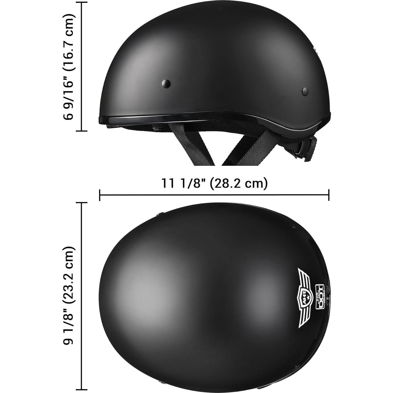 Casco AHR Half Negro Mate con Visera Solar para Motocicleta