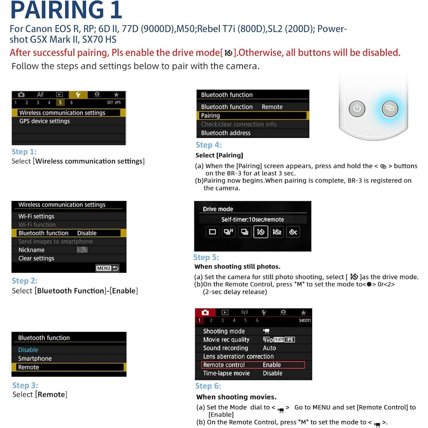 Disparador Inalámbrico AODELAN para Cámara Canon - Blanco