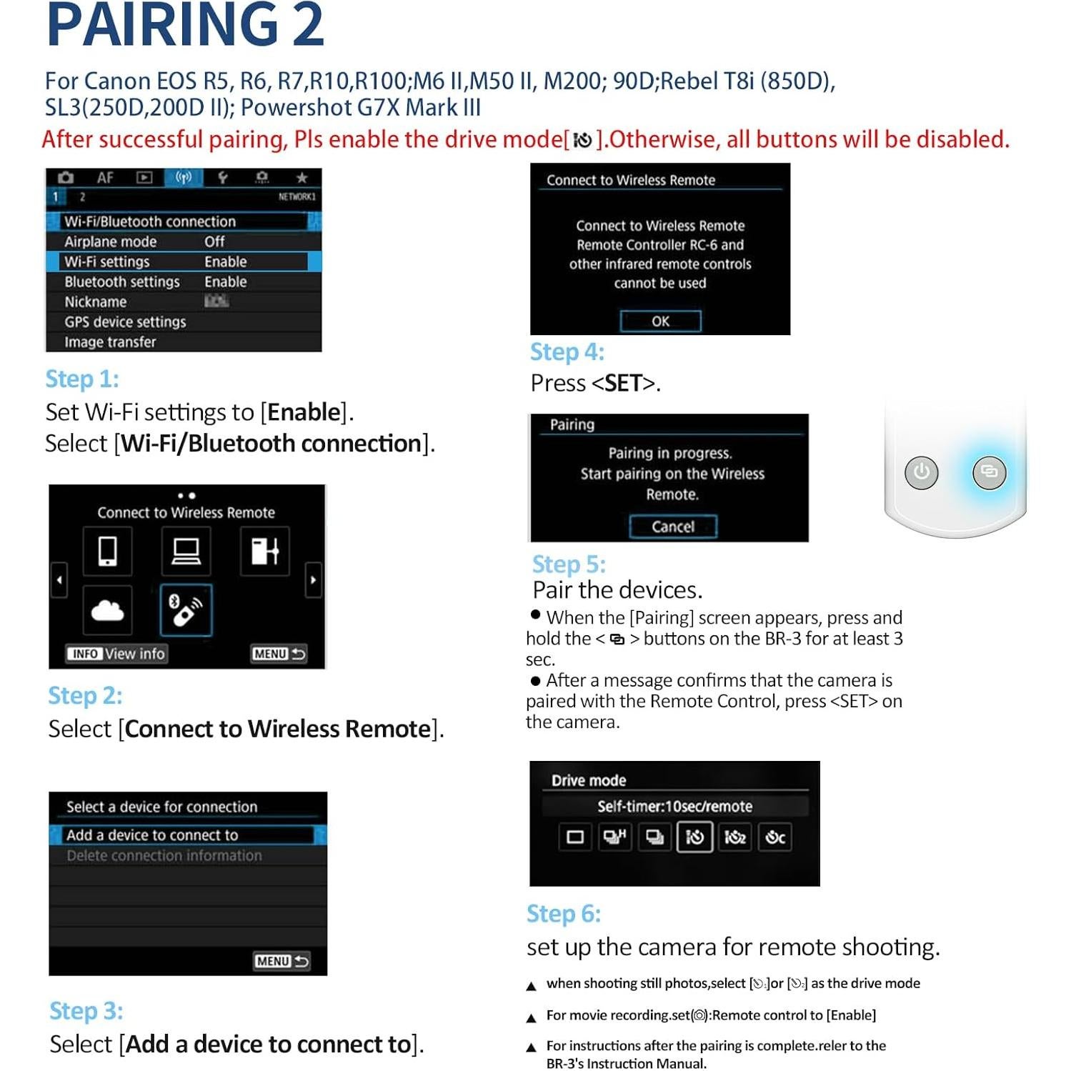 Disparador Inalámbrico AODELAN para Cámara Canon - Blanco