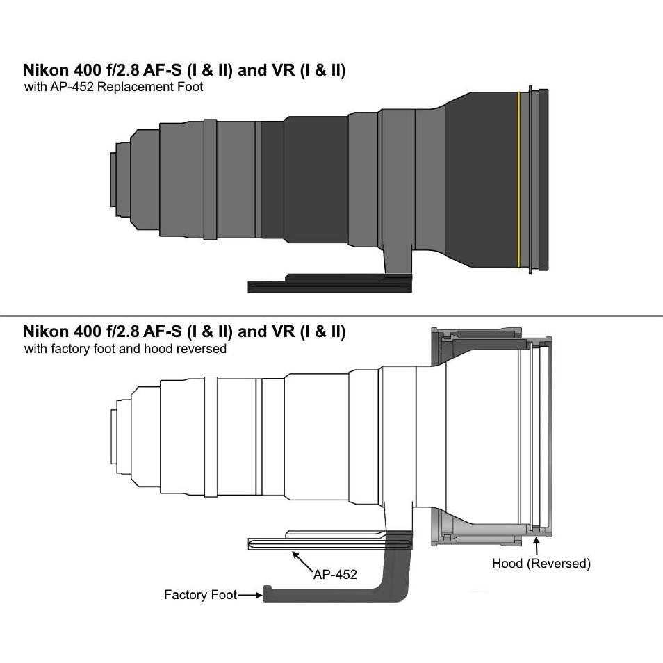 Pata de lente Wimberley AP-452 para Nikon 400/600/800 f2.8/f4.0