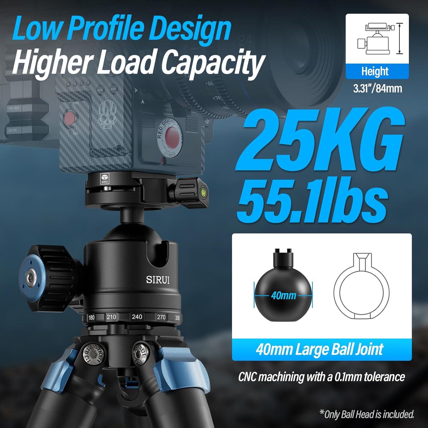 Cabezal de Bola SIRUI AM-40 Profesional 40mm Aluminio 25kg