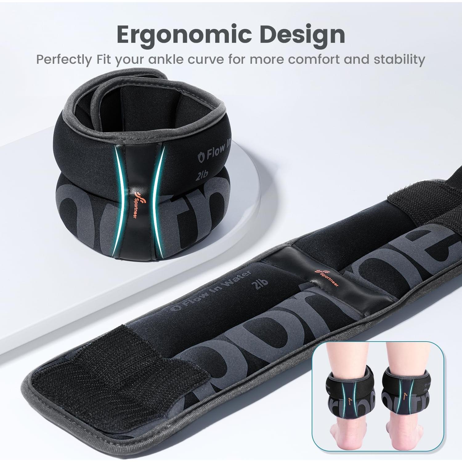 Pesas de Tobillo Sportneer 0.91 kg x 2 Neopreno Ajustables