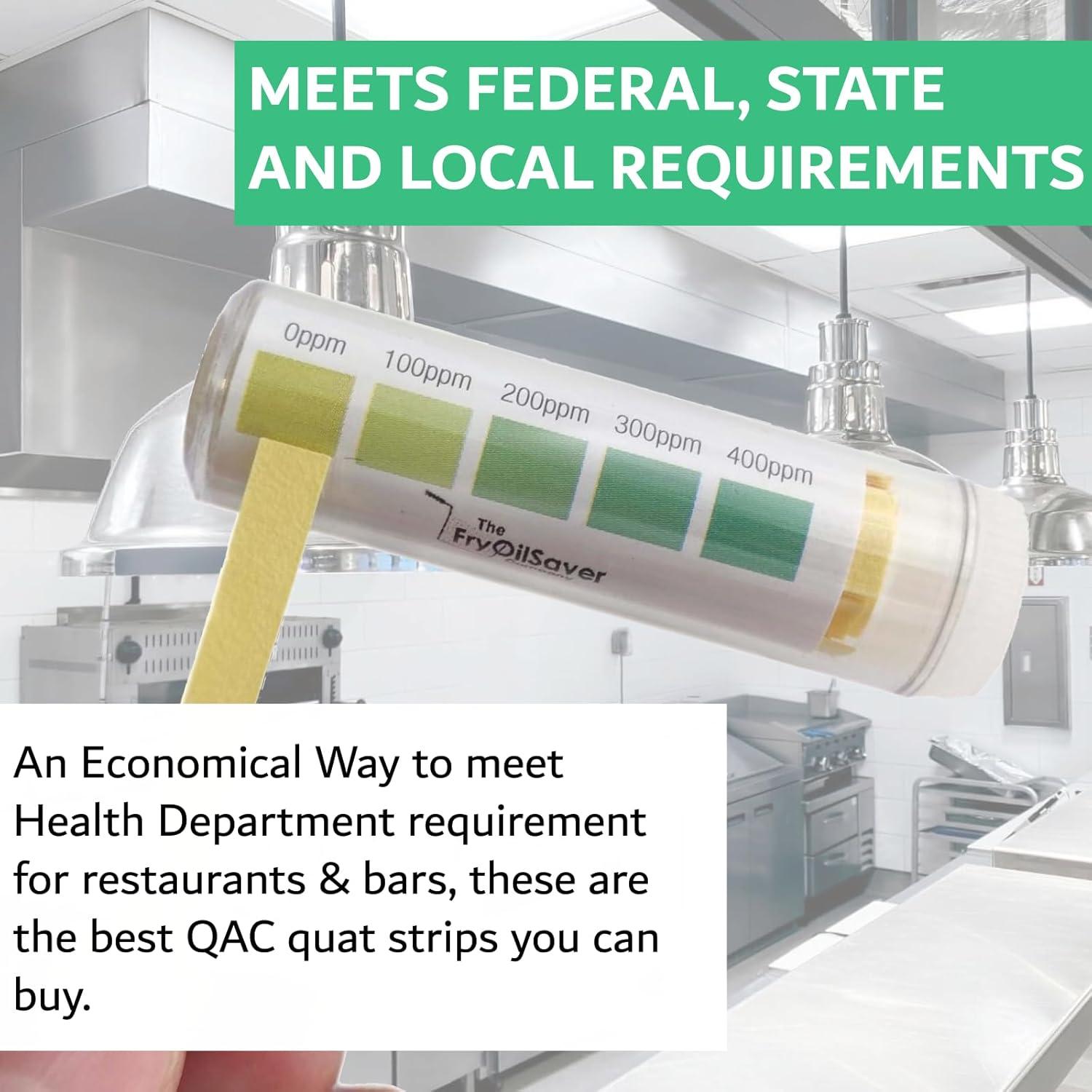 Tiras de Prueba de Desinfectante QUAT FryOilSaver QR5 100 Unidades