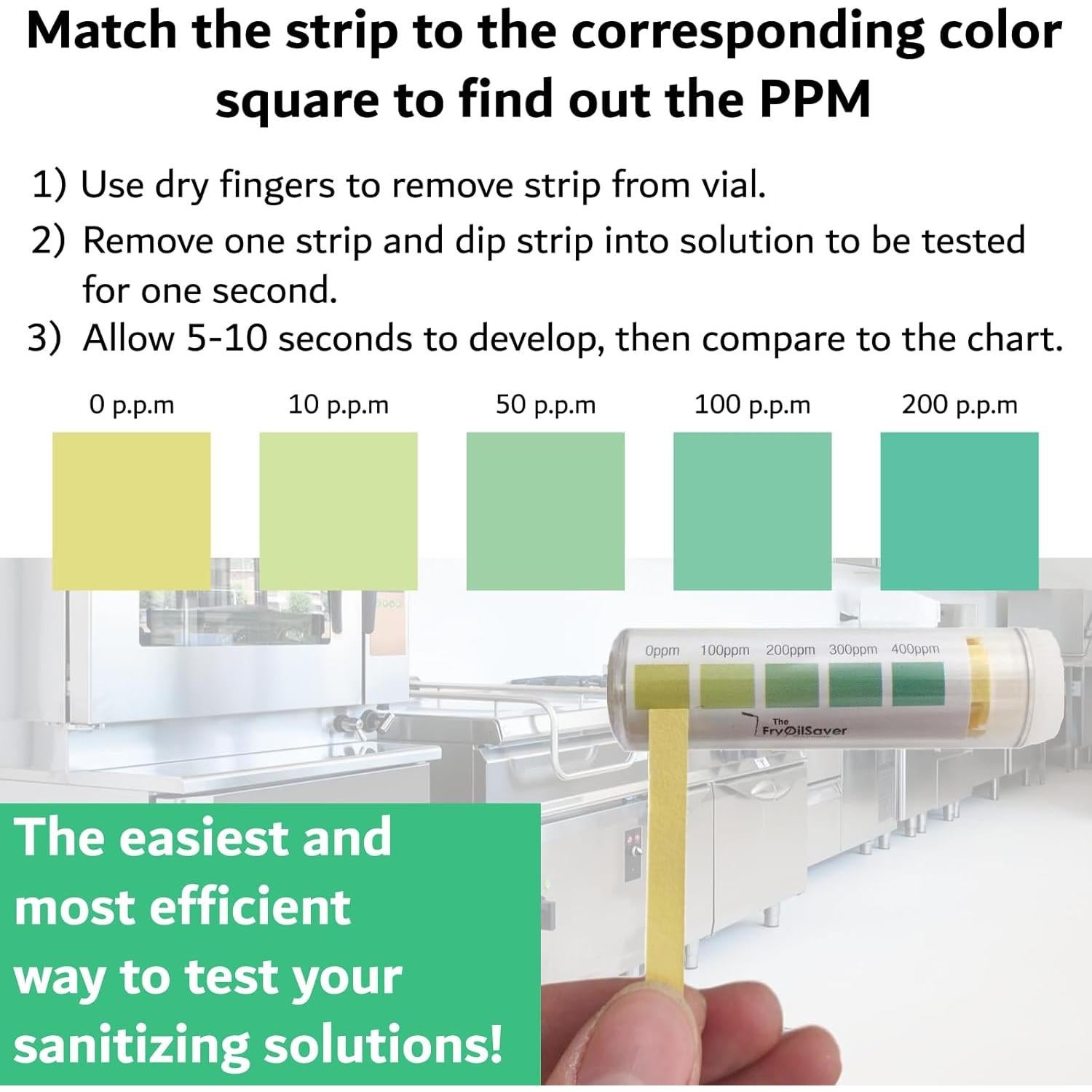 Tiras de Prueba de Desinfectante QUAT FryOilSaver QR5 100 Unidades
