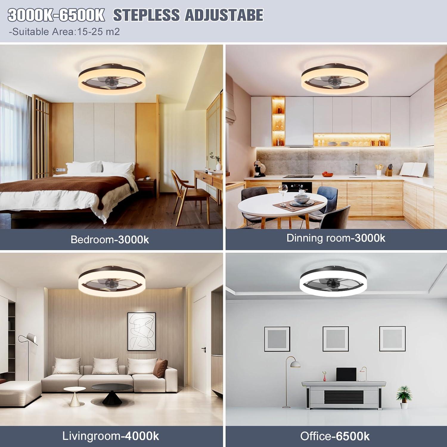 Ventilador de Techo VOLISUN 52" con Luz LED y Control Remoto