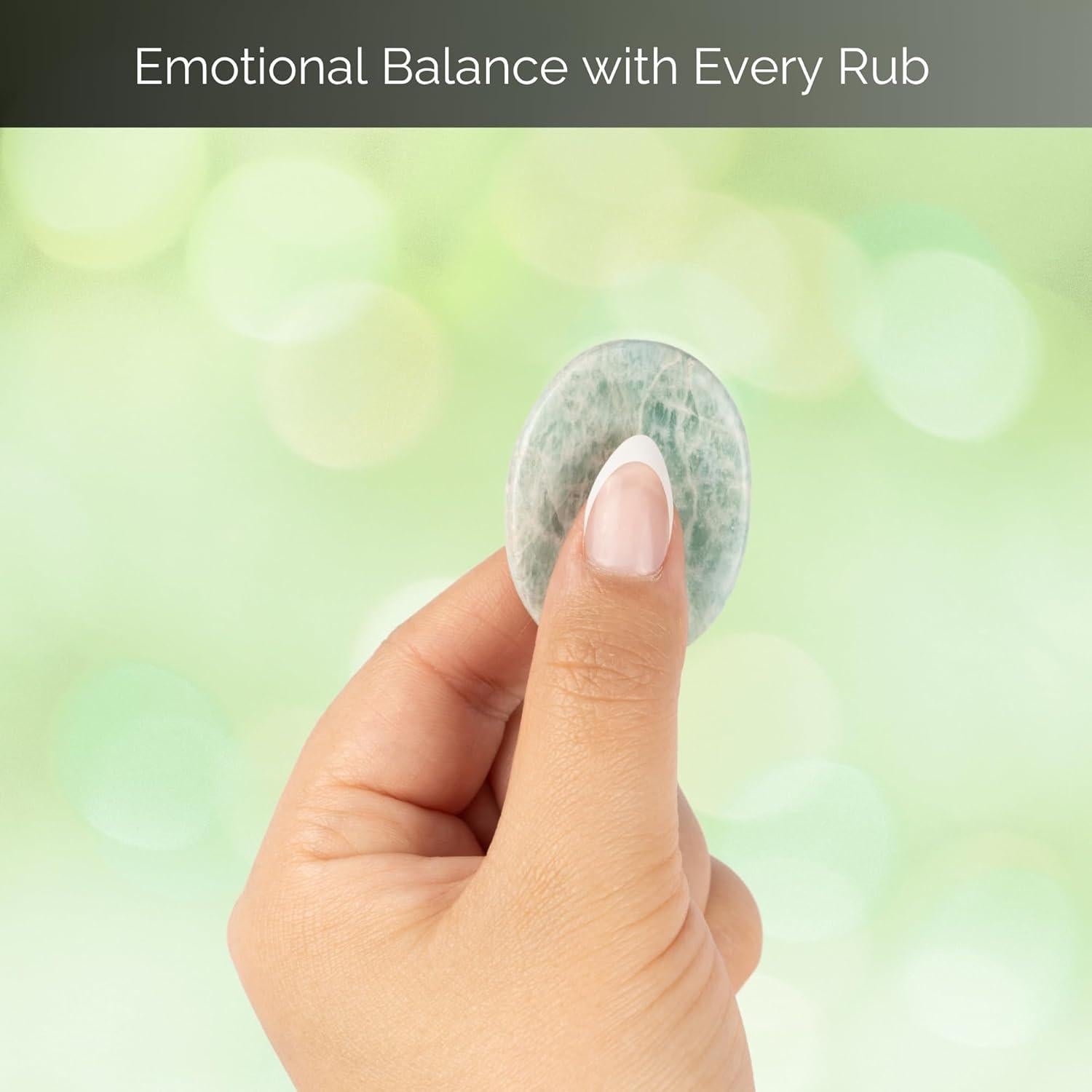 Amazonite Worry Stone for Anxiety Relief – Polished Thumb Stone for Meditation, Stress Relief & Healing – Pocket Sized Crystal for Chakra Balancing & Spiritual Gift for Women & Men