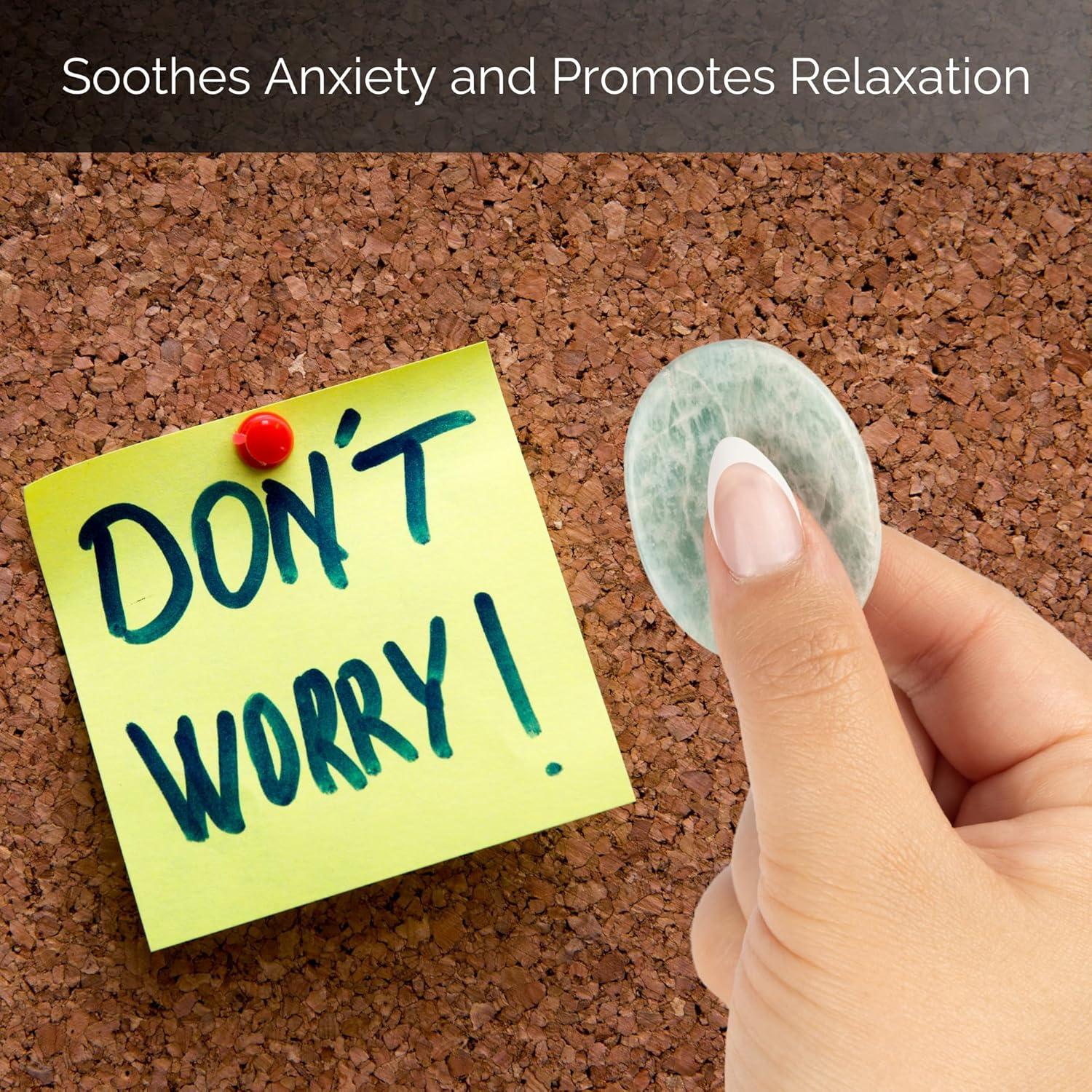 Amazonite Worry Stone for Anxiety Relief – Polished Thumb Stone for Meditation, Stress Relief & Healing – Pocket Sized Crystal for Chakra Balancing & Spiritual Gift for Women & Men