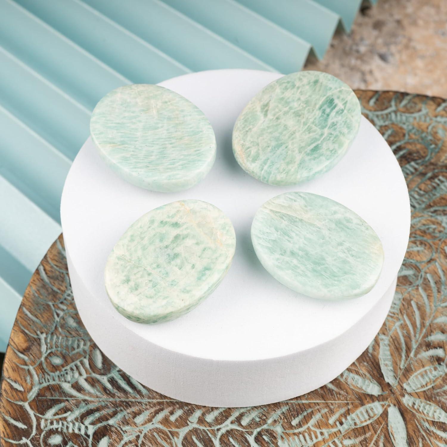 Amazonite Worry Stone for Anxiety Relief – Polished Thumb Stone for Meditation, Stress Relief & Healing – Pocket Sized Crystal for Chakra Balancing & Spiritual Gift for Women & Men