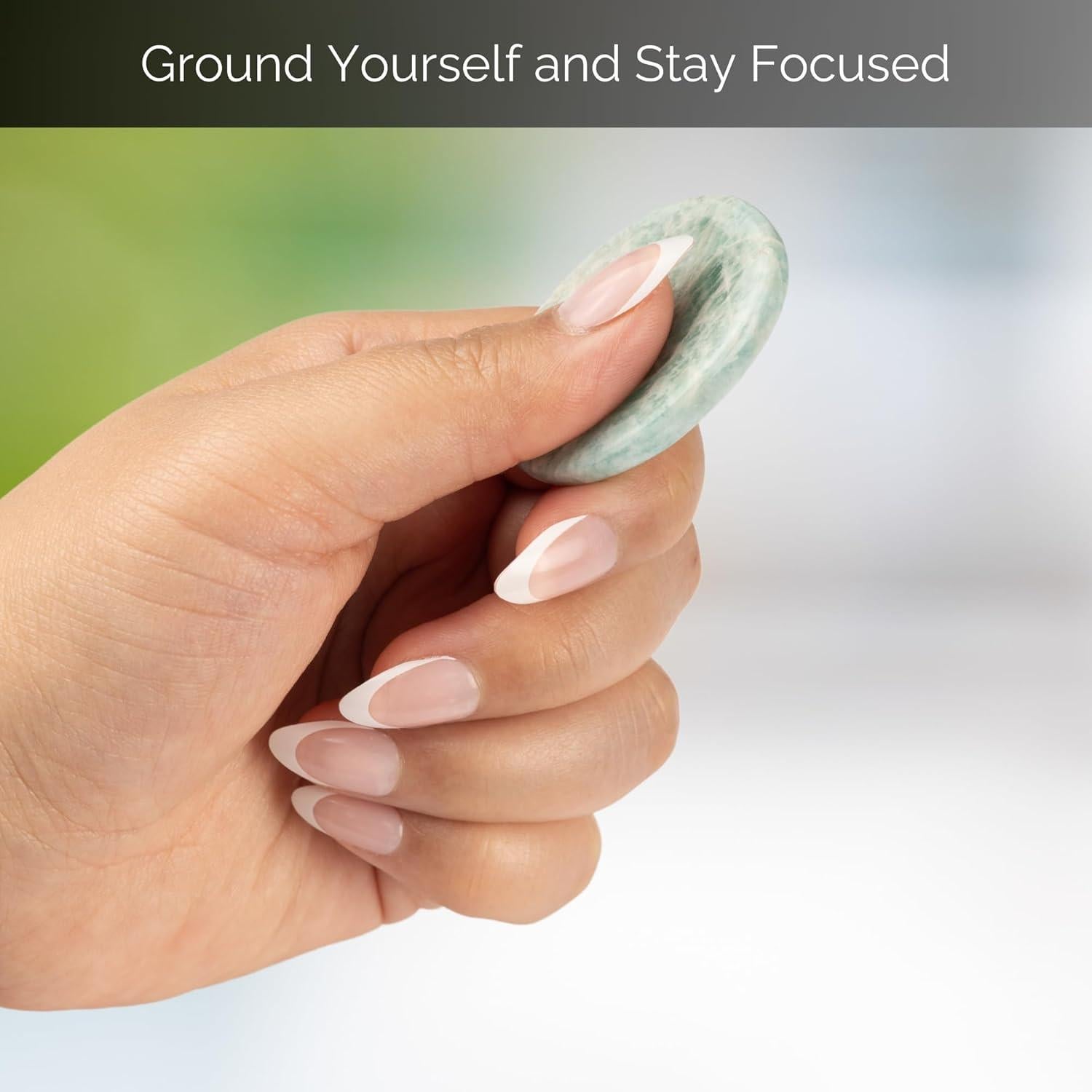 Amazonite Worry Stone for Anxiety Relief – Polished Thumb Stone for Meditation, Stress Relief & Healing – Pocket Sized Crystal for Chakra Balancing & Spiritual Gift for Women & Men