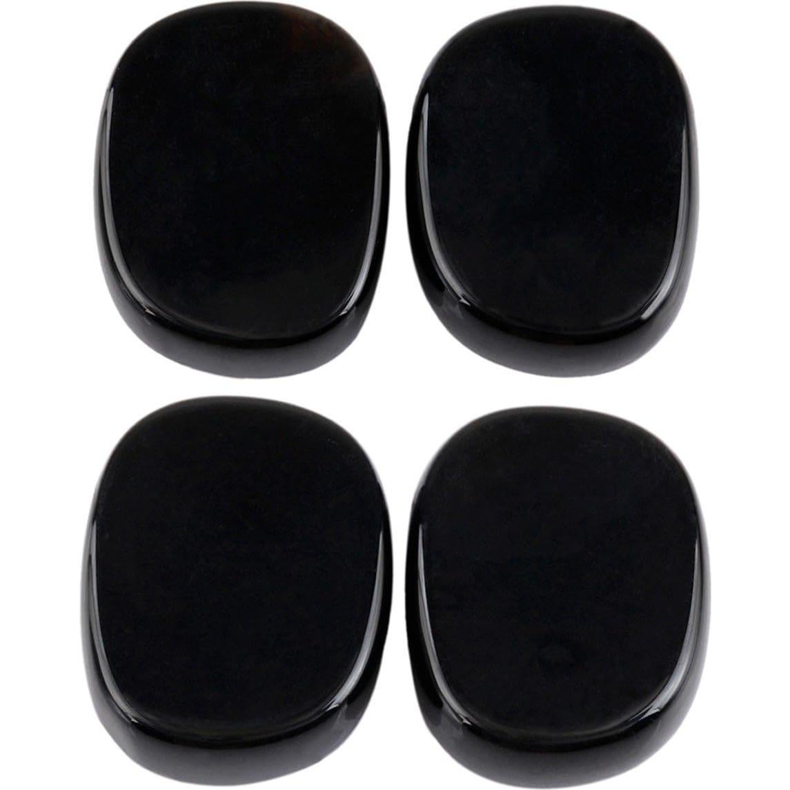 Rockcloud Healing Crystal Black Agate 4pcs Engraved Chakra Stones Palm Stone Reiki Balancing
