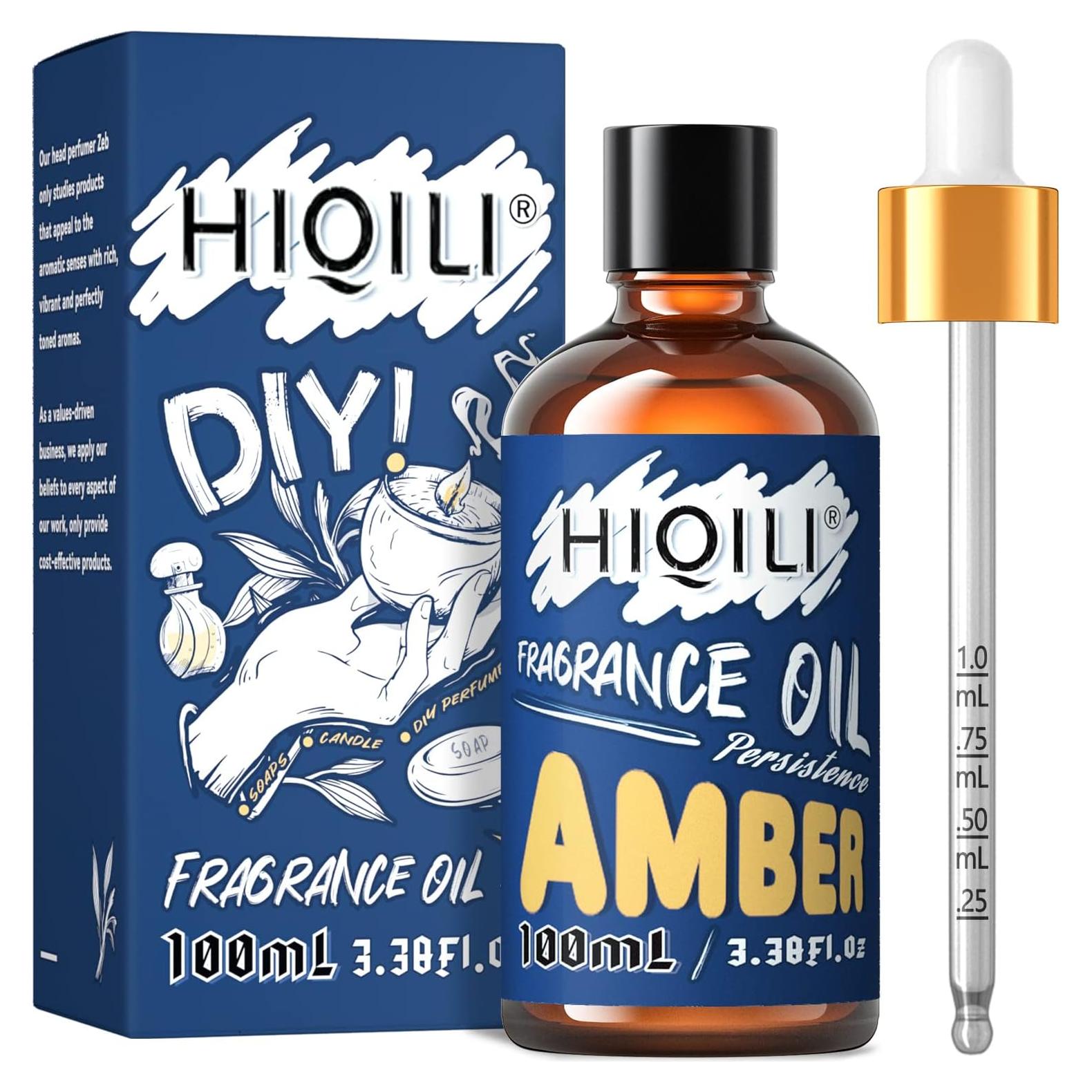 HIQILI Amber Essential Oil - Premium Fragrance Oil for Diffuser, Candle Soap Perfume Lotion Making, 3.38 Fl Oz Halloween Thanksgiving