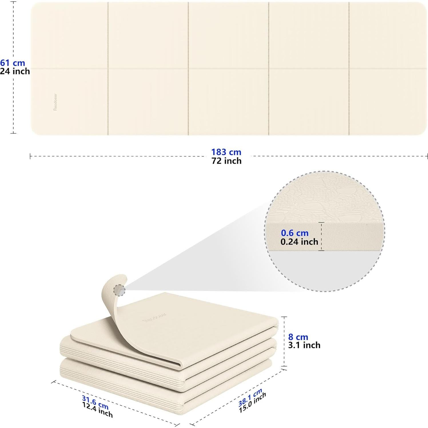 Esteras de Yoga Plegables READAEER 182.88x60.96cm TPE Antideslizante