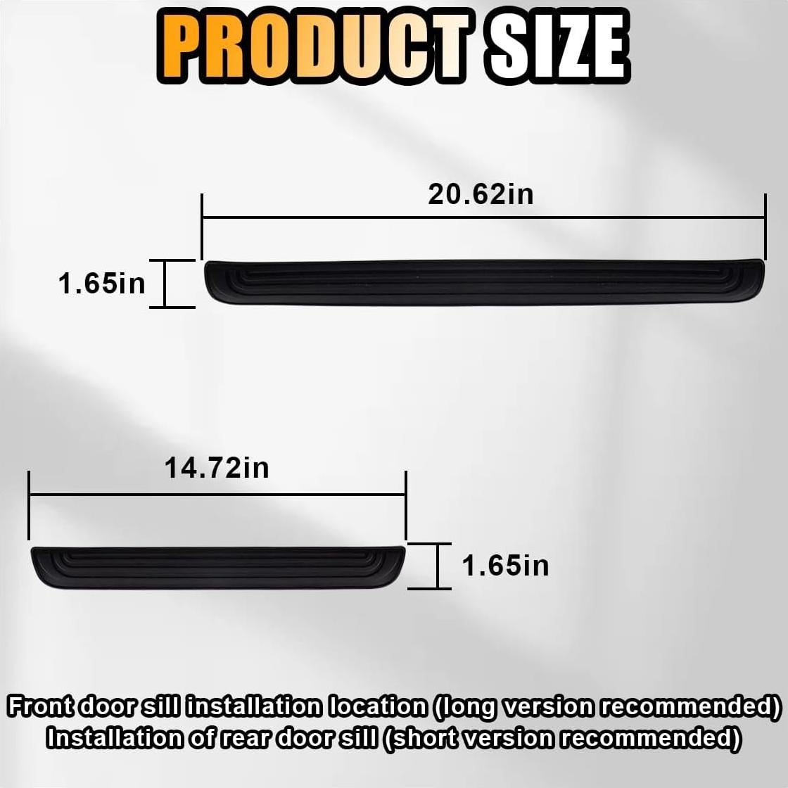 4PCS Car Door Threshold Protection, Car Door Sill Plate Step Protector, Rubber Door Edge Step Dust Shield Cover, Universal Anti-Scratch Exterior Accessories for Car SUV