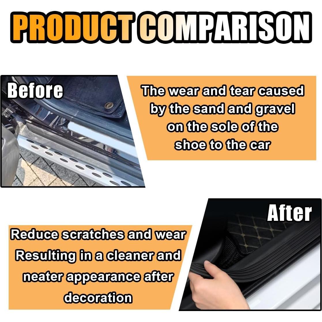 4PCS Car Door Threshold Protection, Car Door Sill Plate Step Protector, Rubber Door Edge Step Dust Shield Cover, Universal Anti-Scratch Exterior Accessories for Car SUV