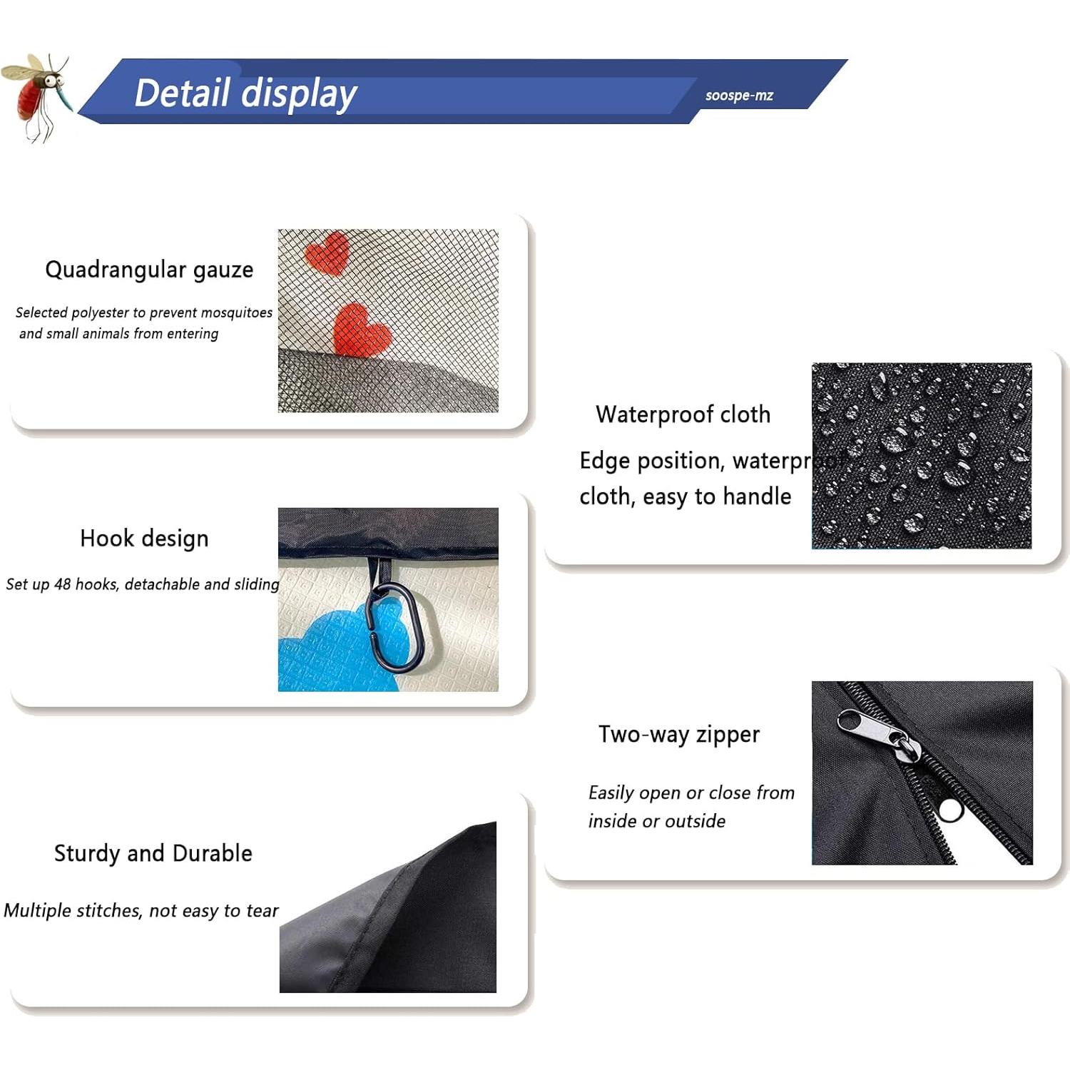 Mosquitero de Reemplazo SOOSPE-MZ 3.05m x 3.05m Negro