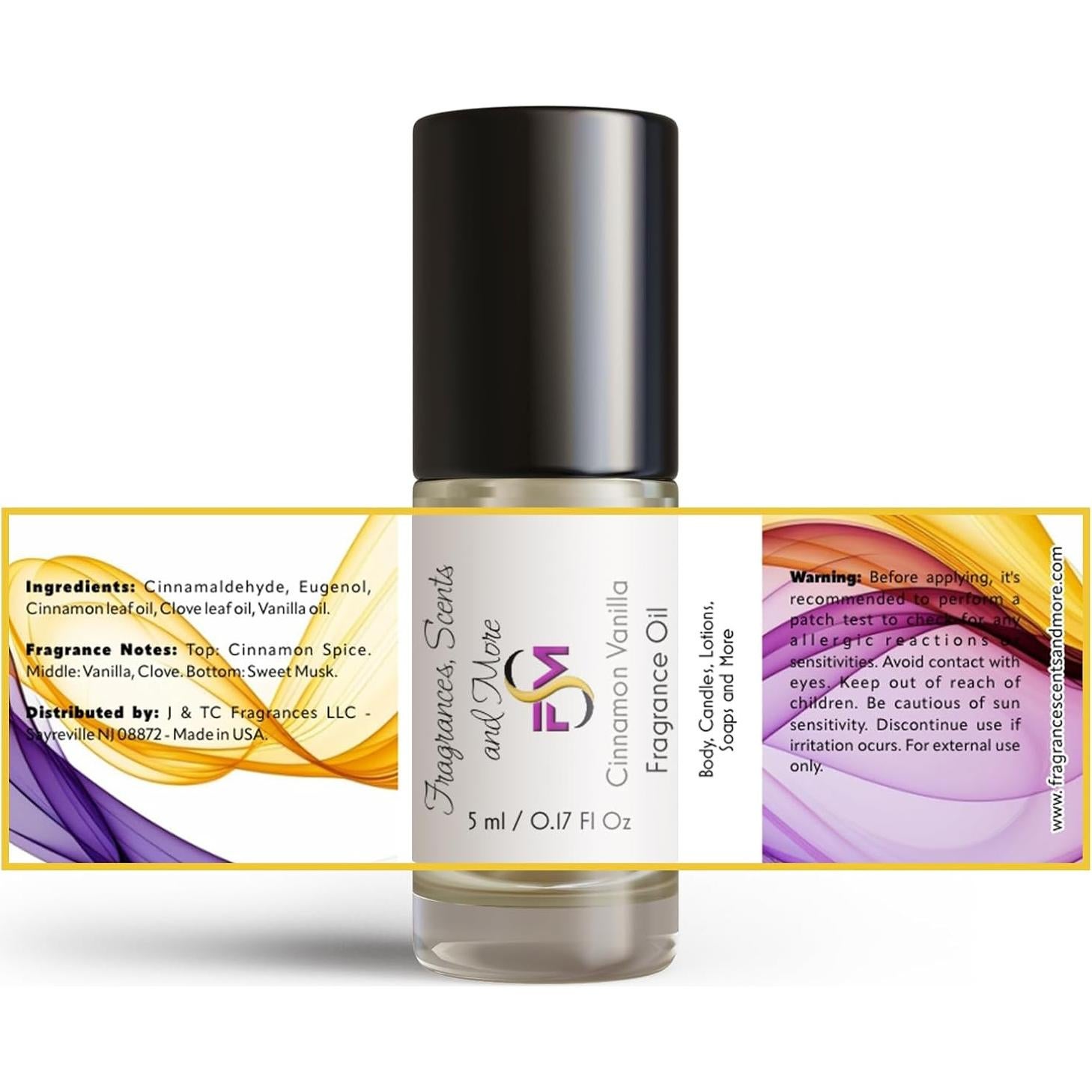 Aceite de fragancia canela y vainilla J & TC 5ml roll-on