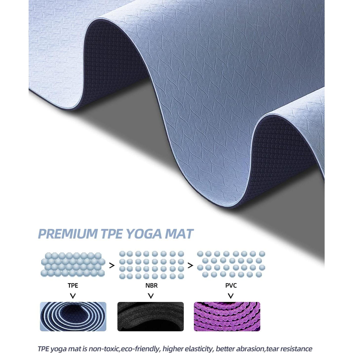 Esteras de Yoga Antideslizantes COOLMOON 182.88x62.23cm TPE