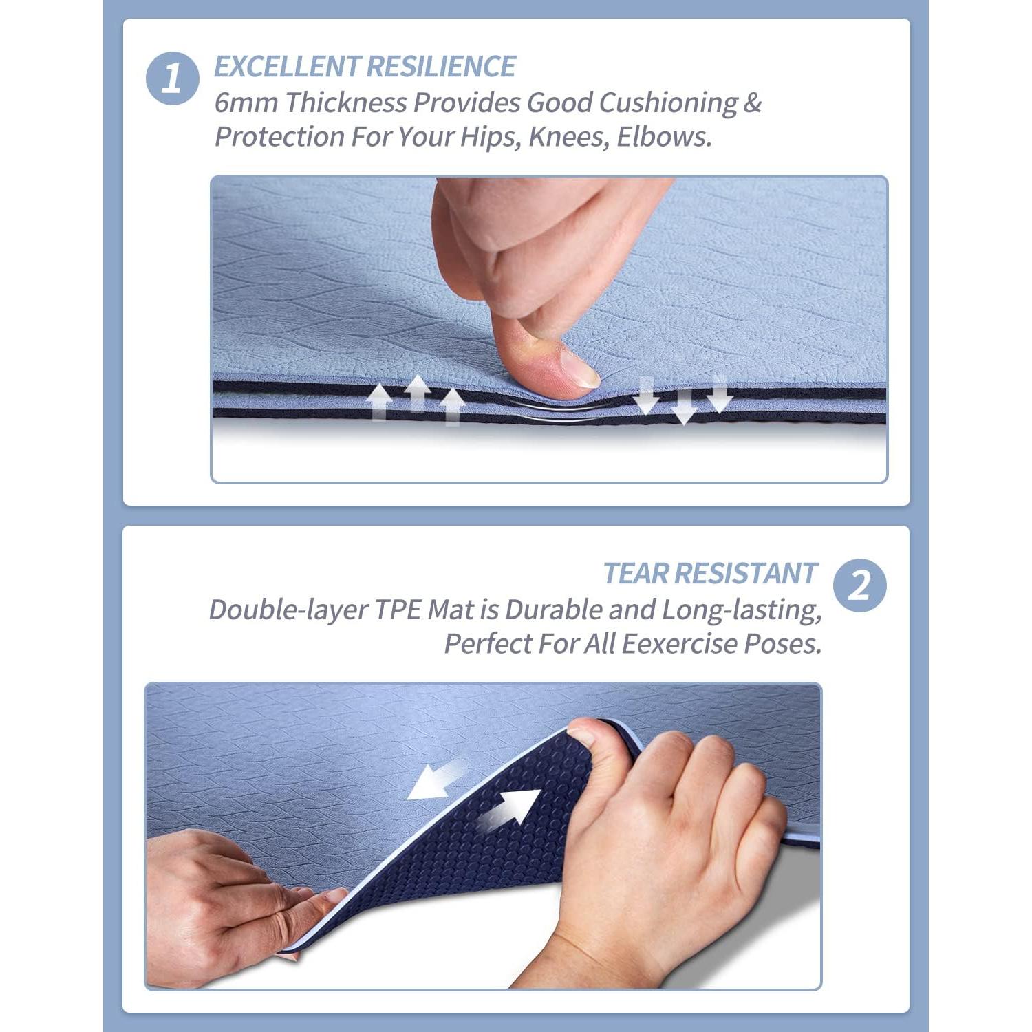 Esteras de Yoga Antideslizantes COOLMOON 182.88x62.23cm TPE