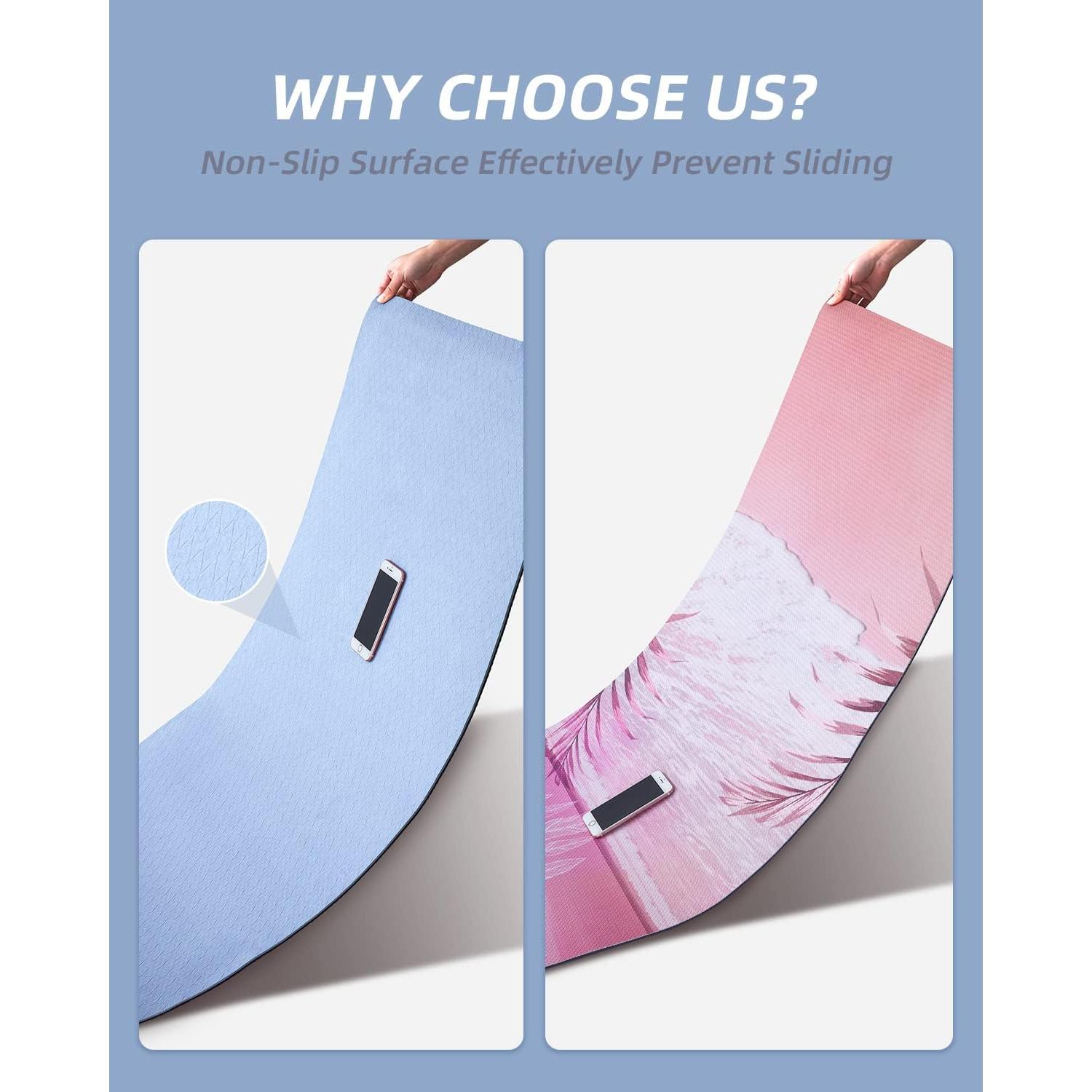 Esteras de Yoga Antideslizantes COOLMOON 182.88x62.23cm TPE