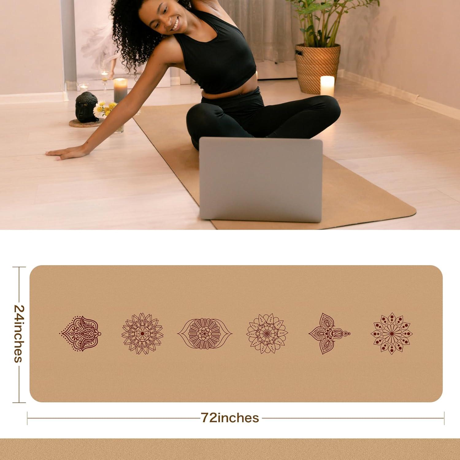 Alfombrilla de Yoga Antideslizante IKULE de Corcho 182.88x60.96cm