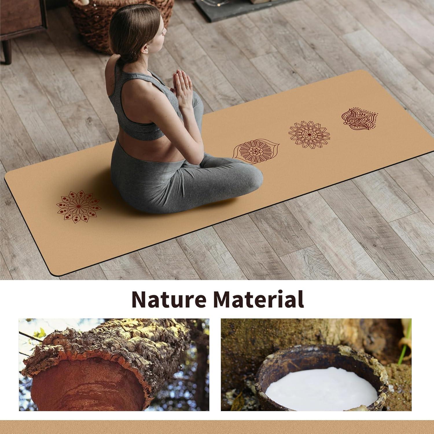 Alfombrilla de Yoga Antideslizante IKULE de Corcho 182.88x60.96cm