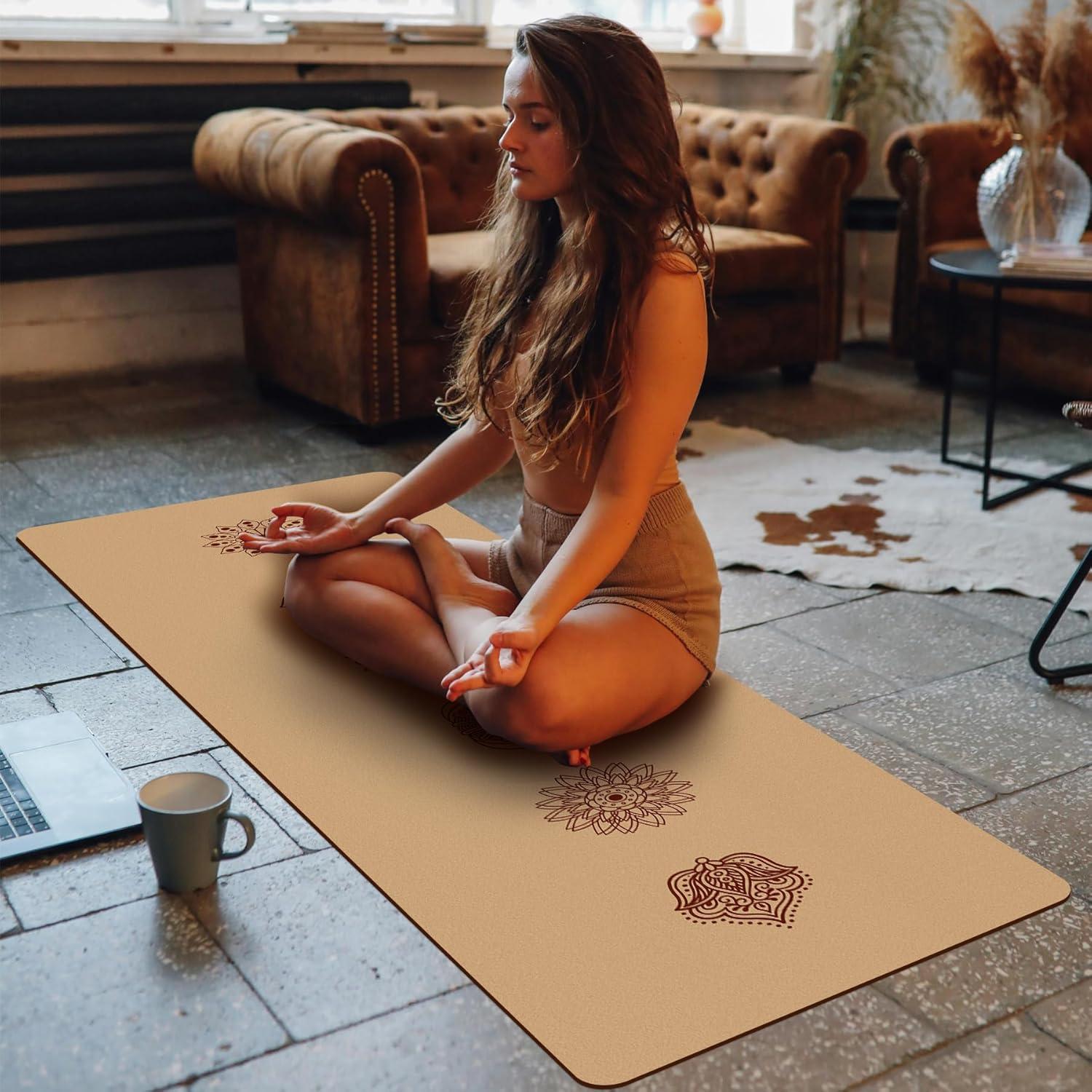 Alfombrilla de Yoga Antideslizante IKULE de Corcho 182.88x60.96cm