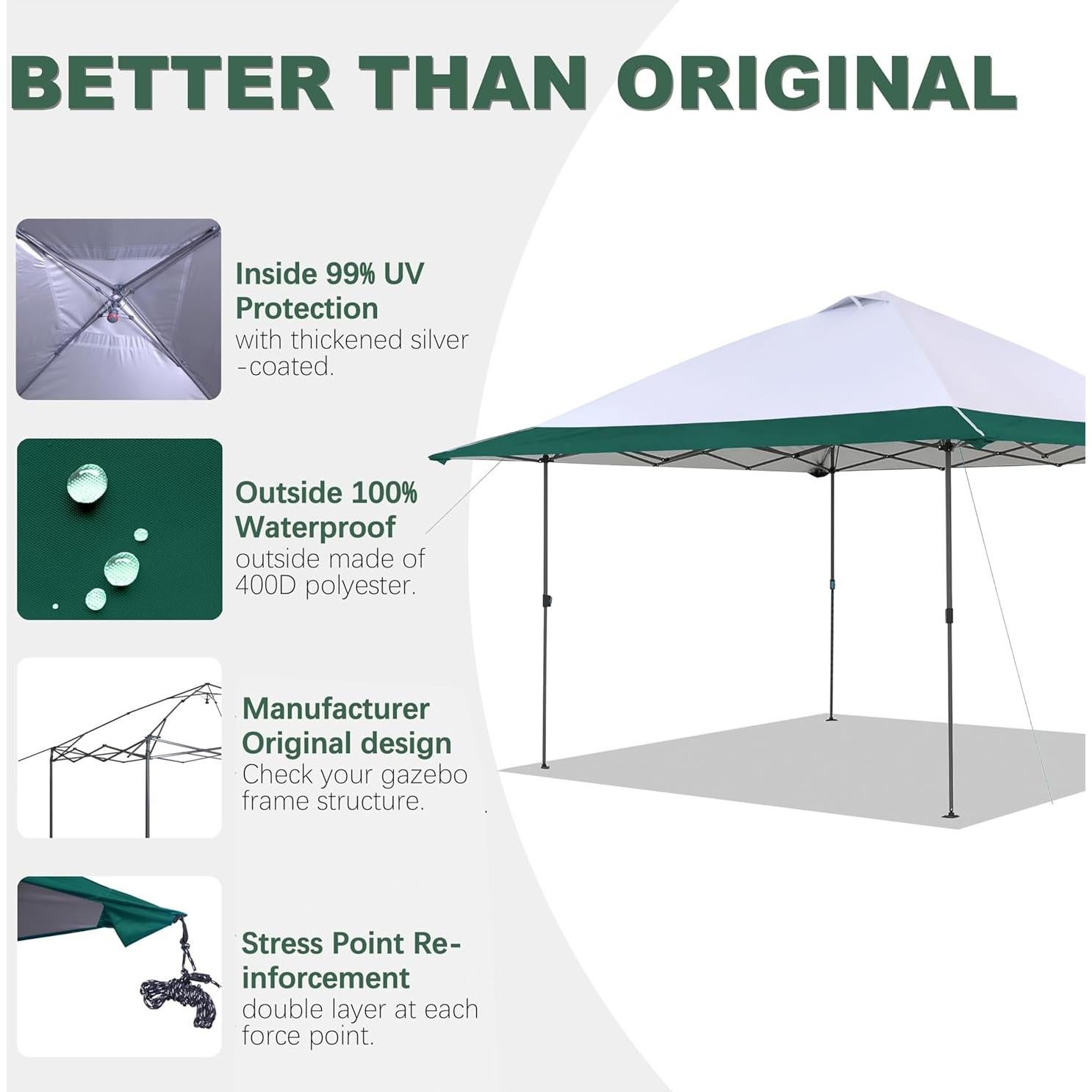 Cubierta de Reemplazo SCOMANAGE para Gazebo Coleman 3.96m Verde