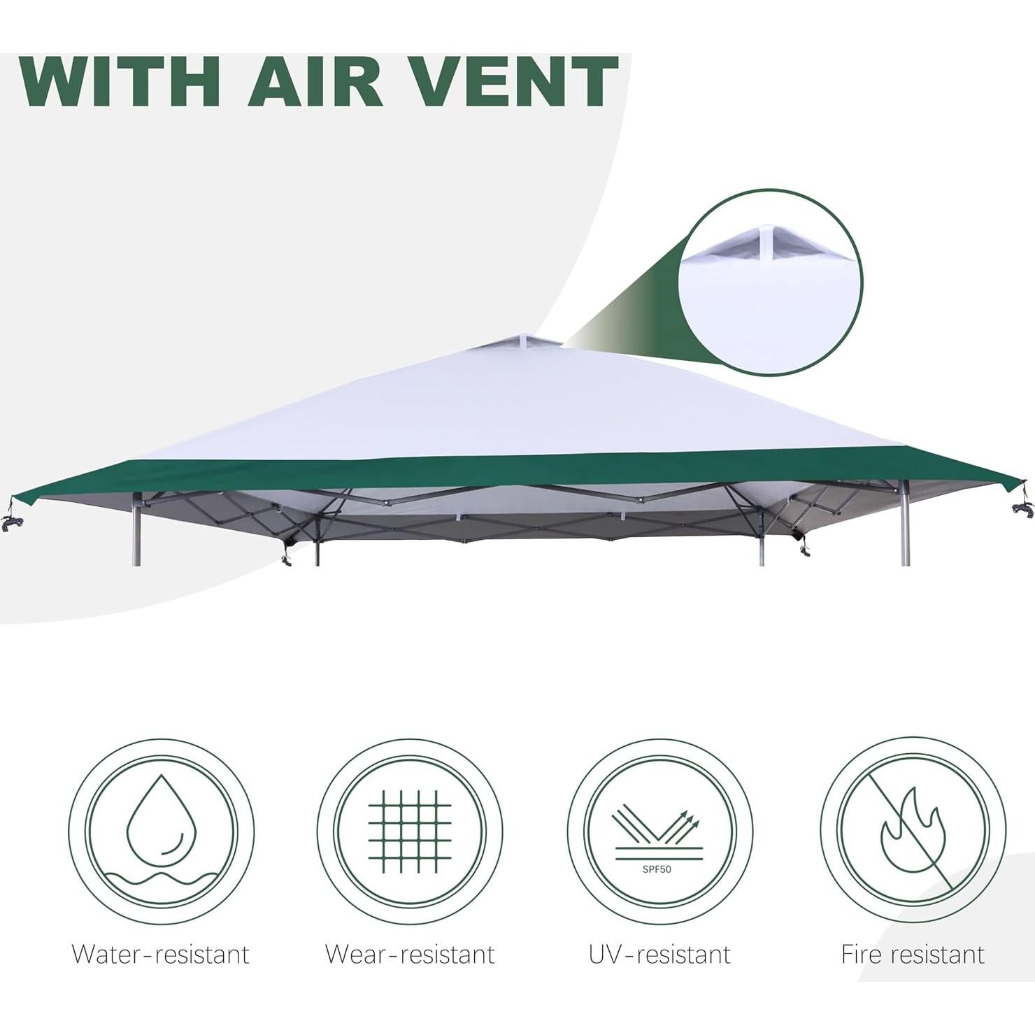 Cubierta de Reemplazo SCOMANAGE para Gazebo Coleman 3.96m Verde
