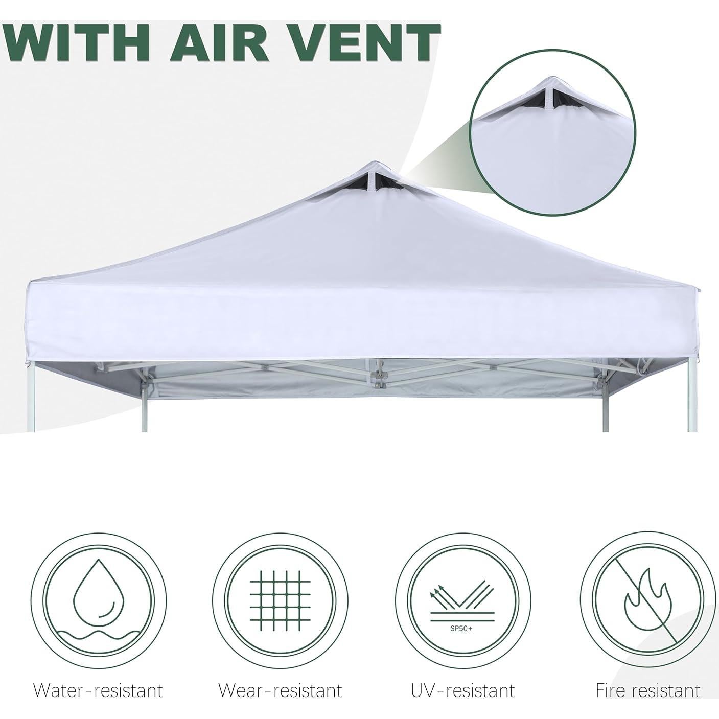 Carpa Plegable 10x10 JANCANOPY Techo Blanco Resistente al Agua