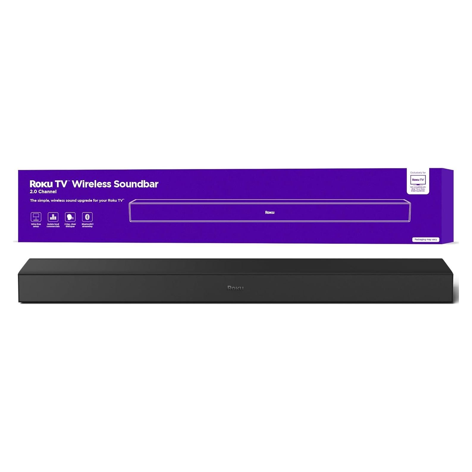 Barra de Sonido Inalámbrica Roku TV 2023, 80 cm, Sonido Estéreo