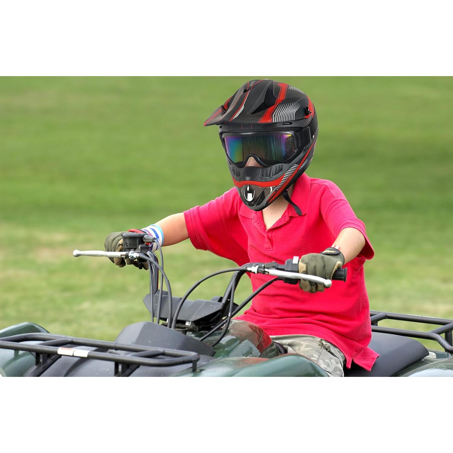 Casco de Motocross SanQing yytk-01 Rojo Mediano con Accesorios