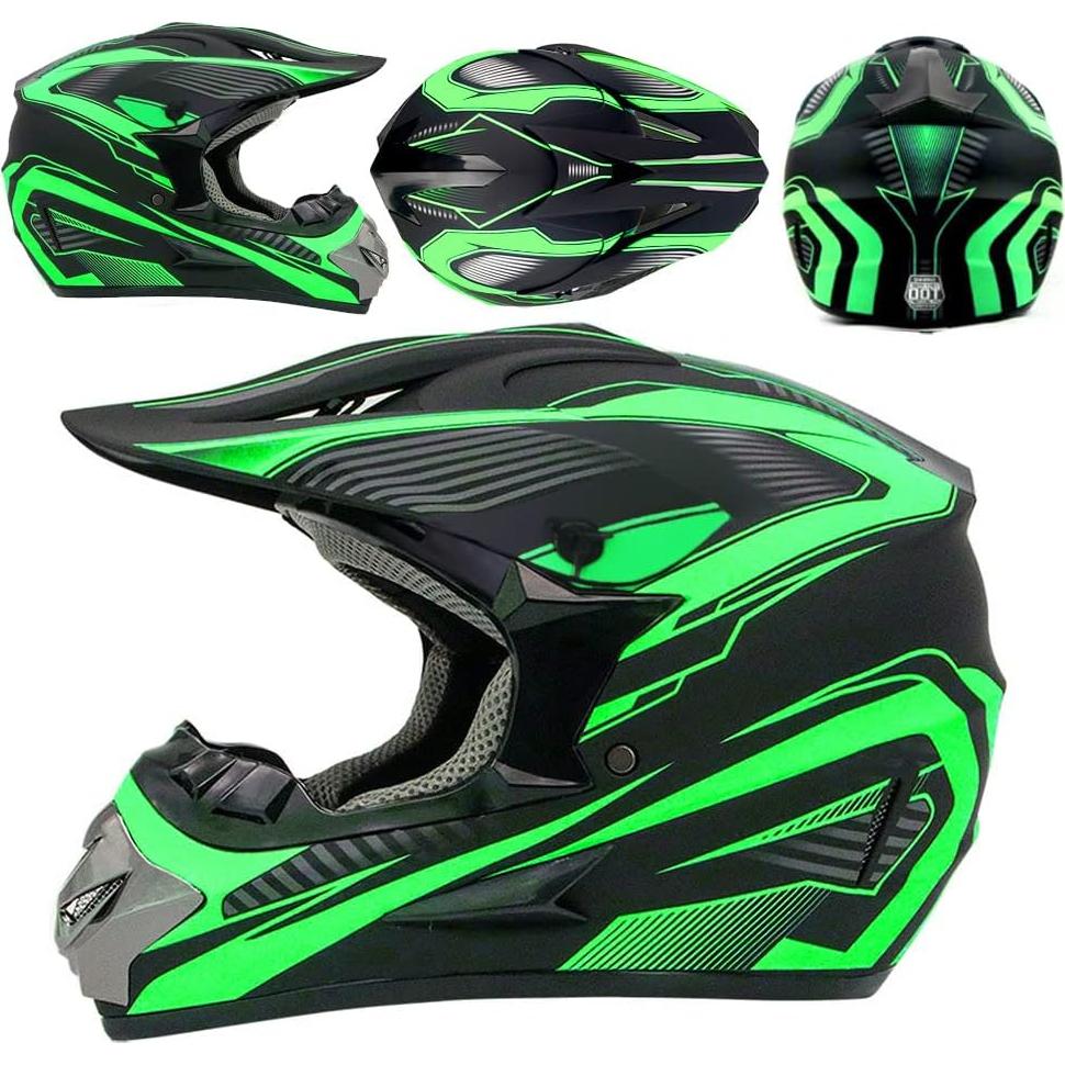 Casco de Motocross SanQing yytk-01 Verde M con Accesorios