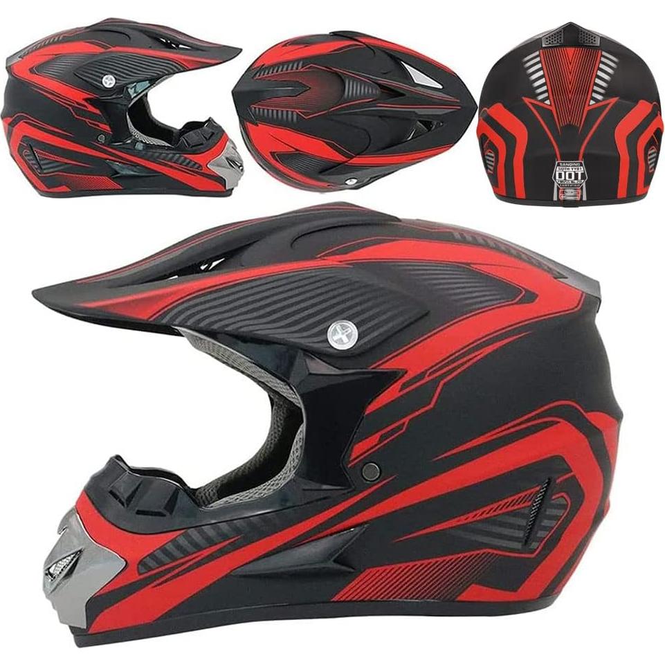 Casco de Motocross SanQing yytk-01 Rojo S con Accesorios