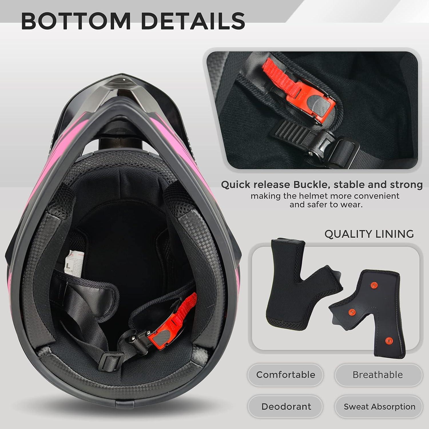 Casco de Motocross SanQing yytk-01 Rosa S para Niños