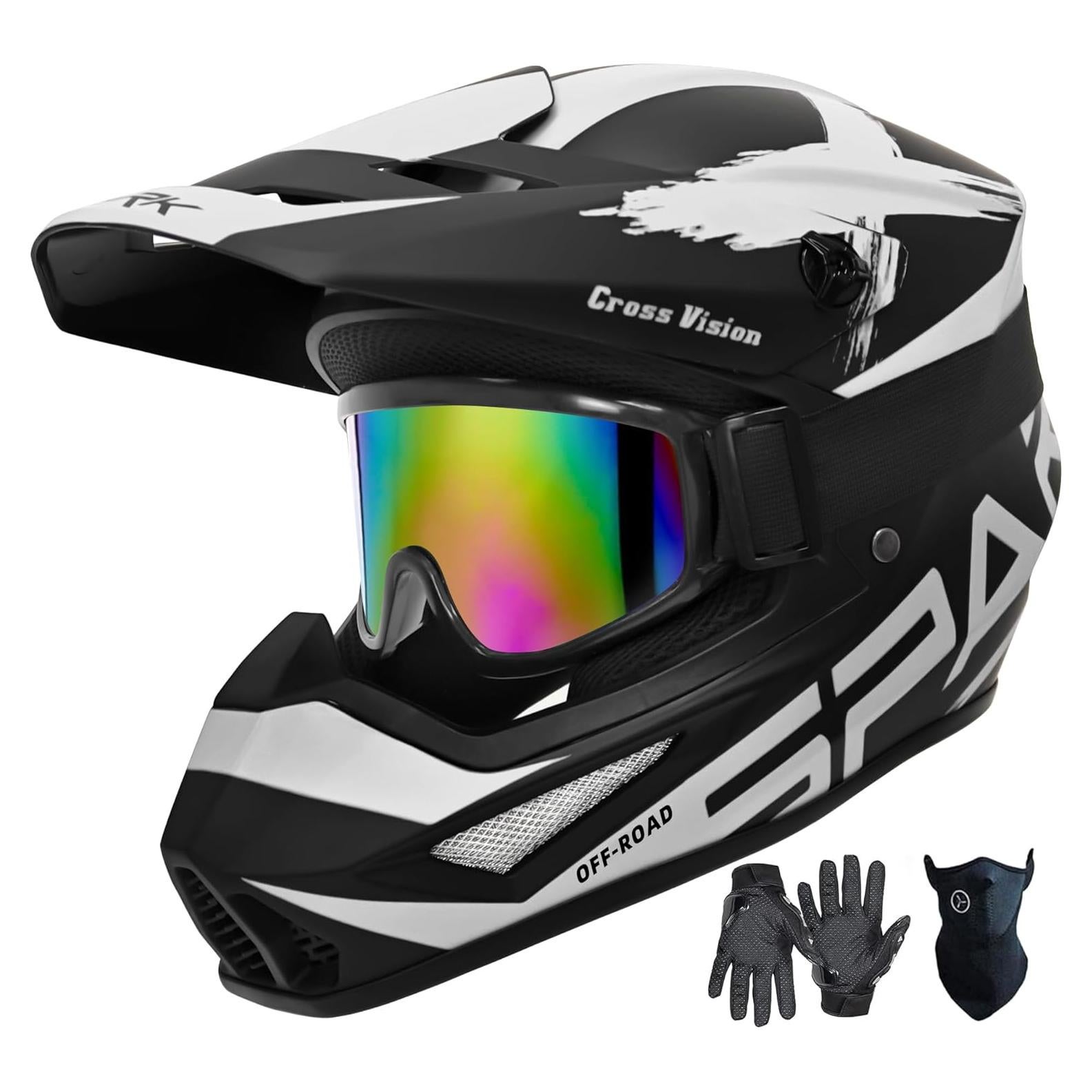 Casco de Motocross SanQing yytk-01 Gris Pequeño con Guantes