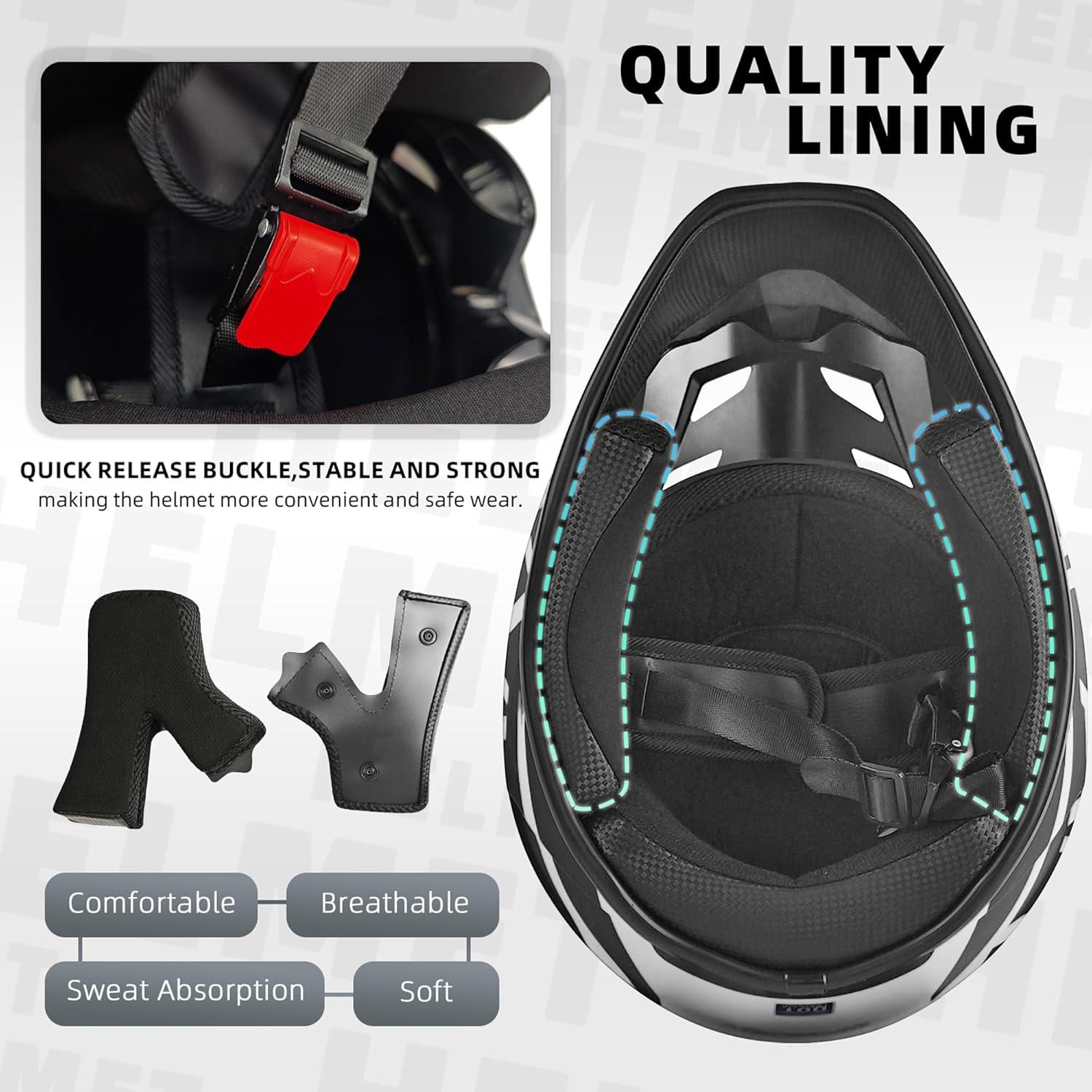 Casco de Motocross SanQing yytk-01 Gris Pequeño con Guantes