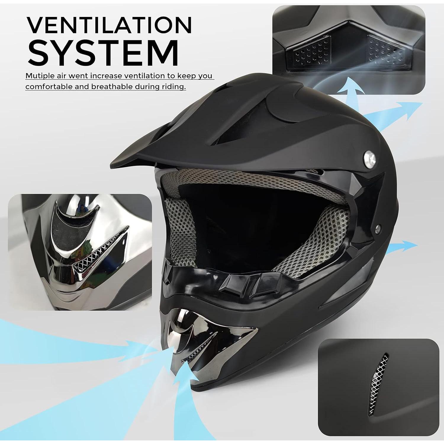 Casco de Motocross SanQing yytk-01 Negro L Certificado DOT