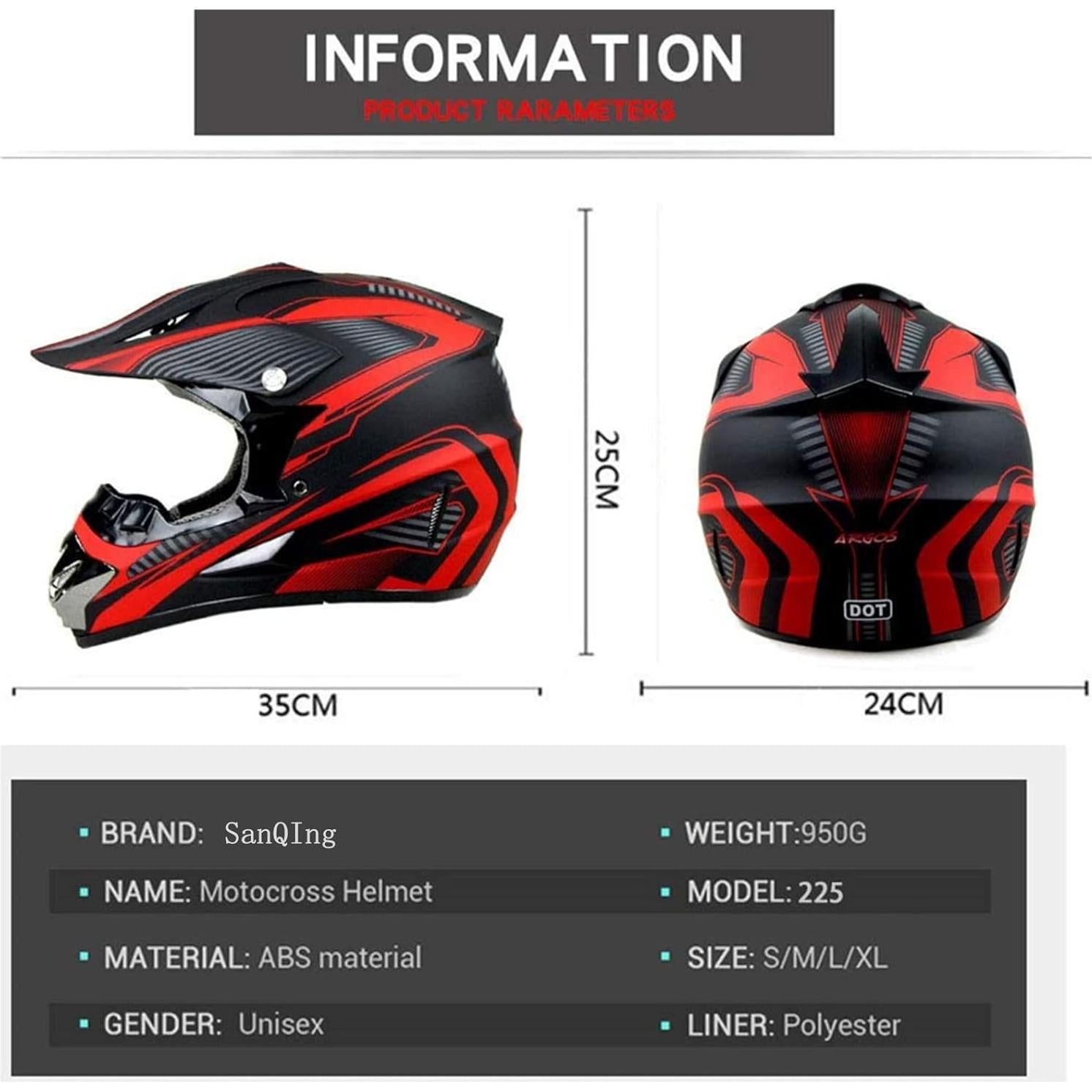 Casco Completo SanQing yytk-01 Rojo L para Motocross