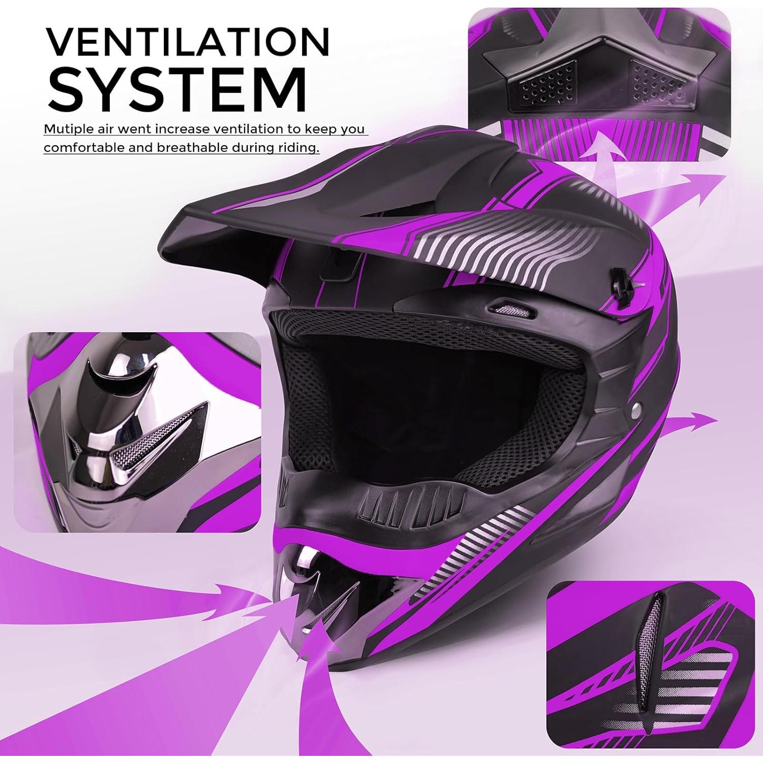 Casco de Motocross SanQing yytk-01 Grande Púrpura DOT